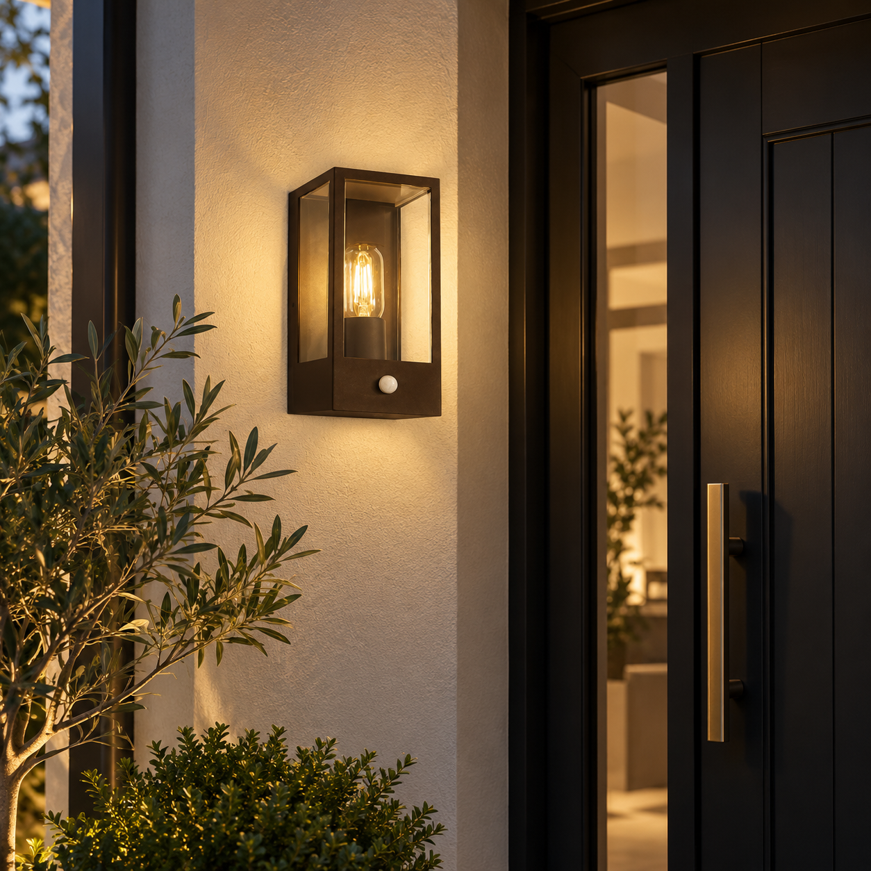 Luna Dark Brown PIR Outdoor Wall Light