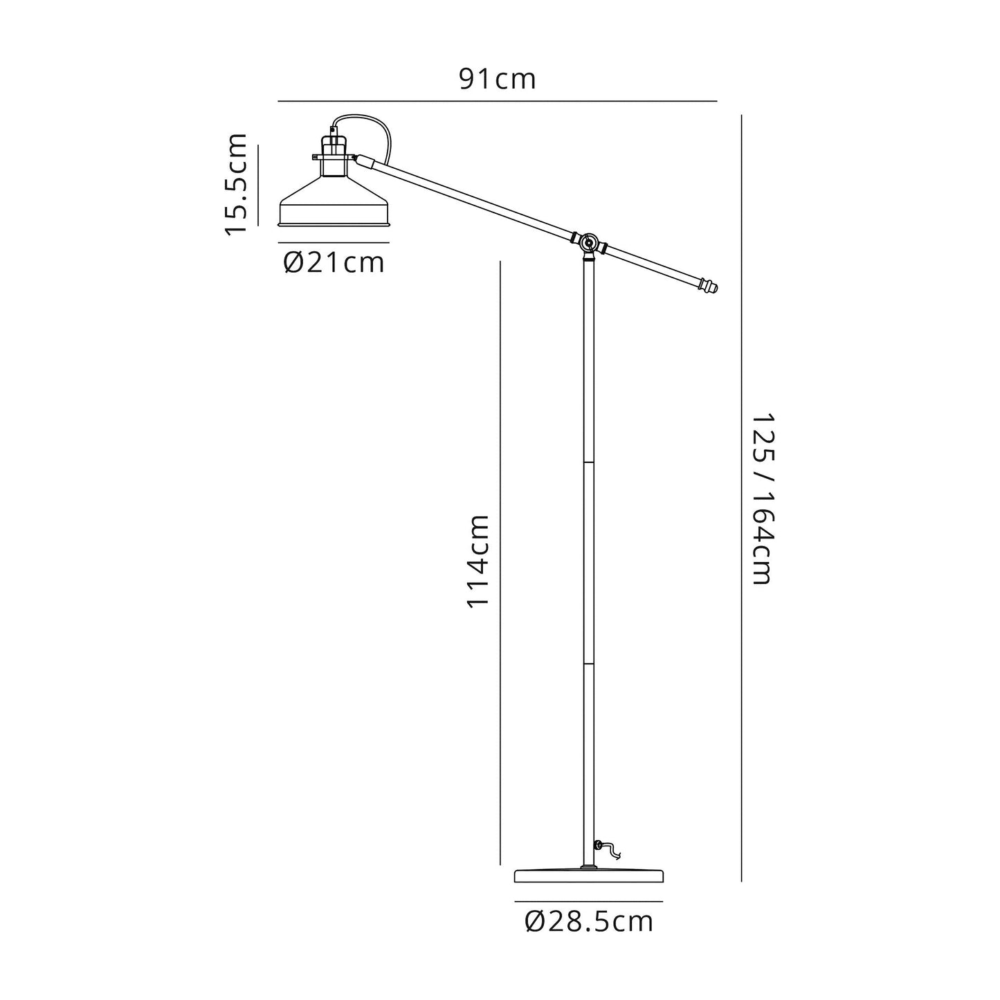 Toft Adjustable Floor Lamp, 1 x E27, Sand White and Satin Nickel and White