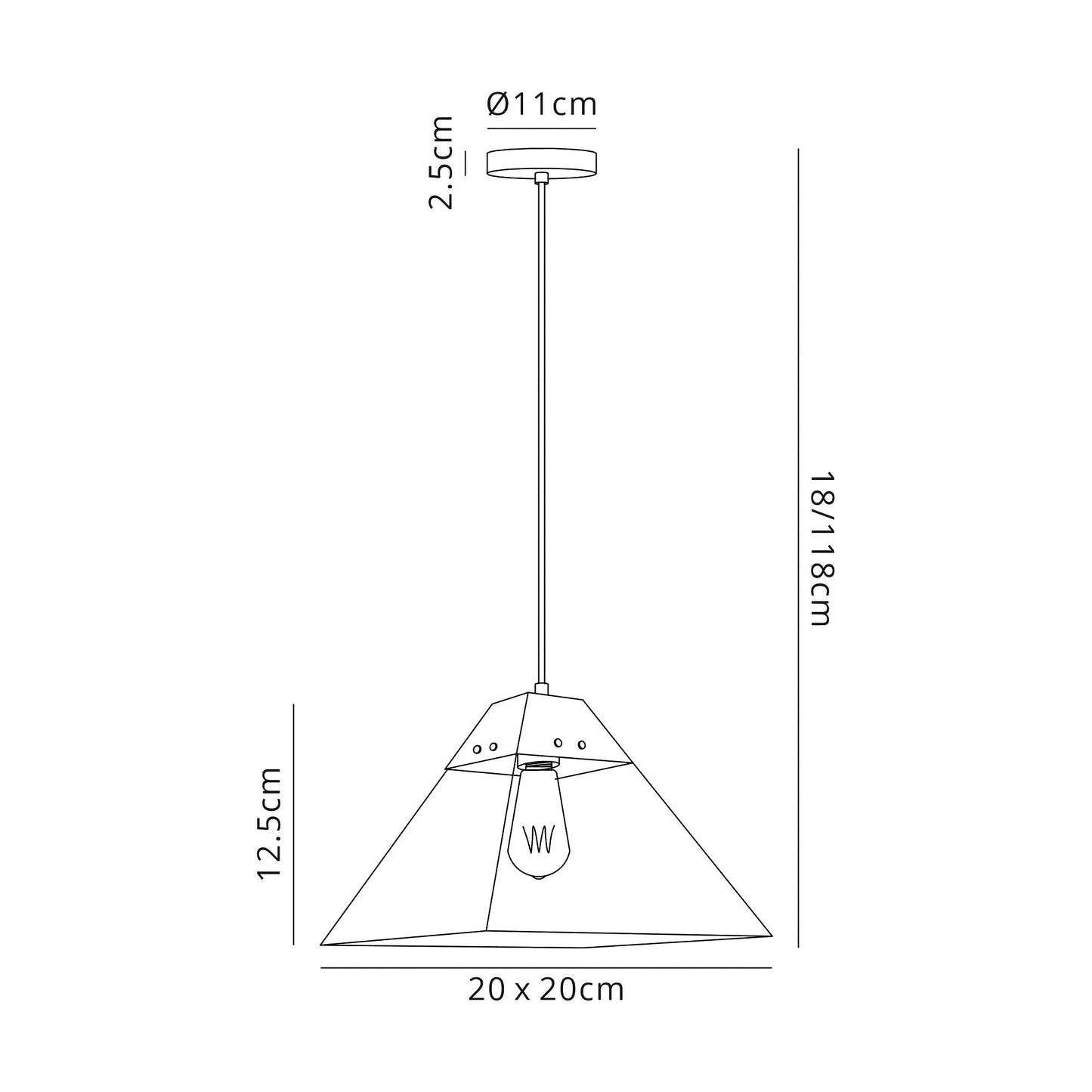 Whitley Square Pendant Small, 1 Light E14, Polished Chrome 2