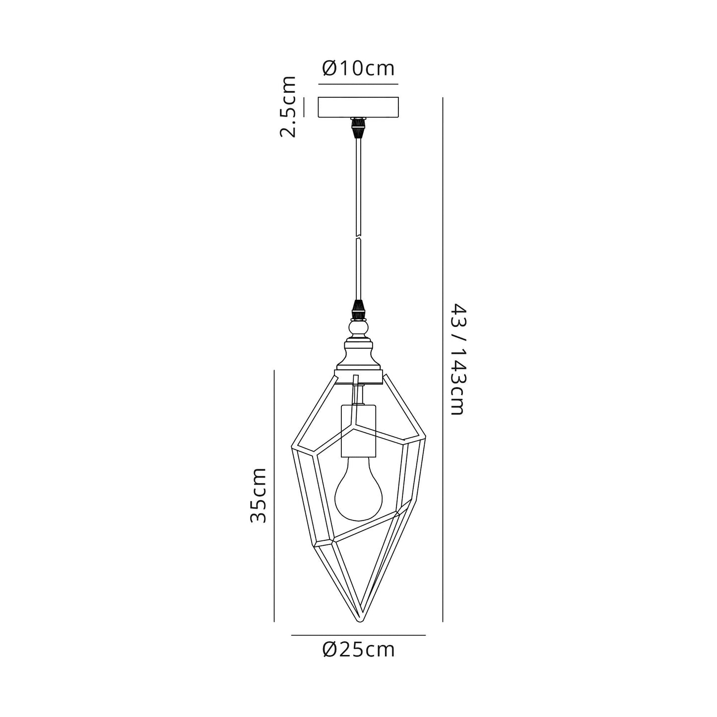 Lymm Medium Pendant, 1 x E27, Antique Brass 2