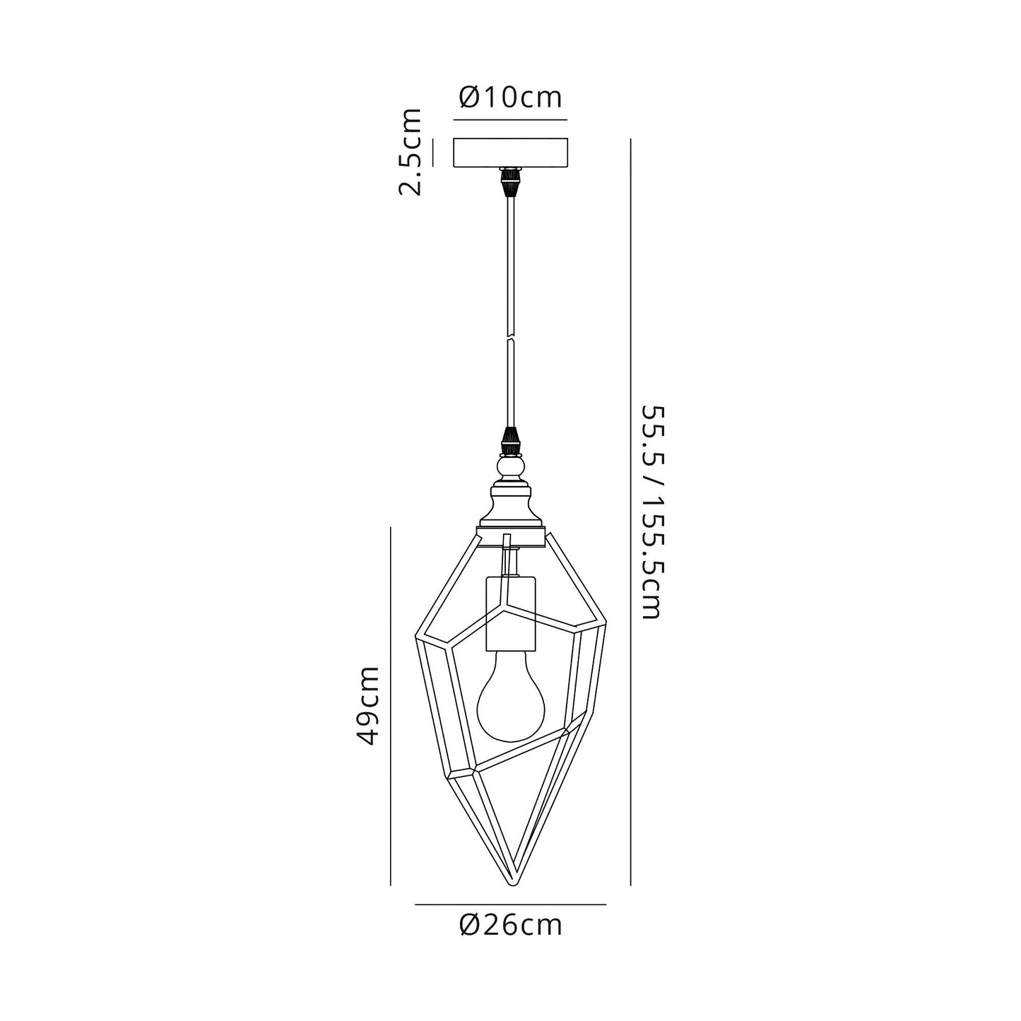 Lymm Large Pendant, 1 x E27, Antique Brass 2