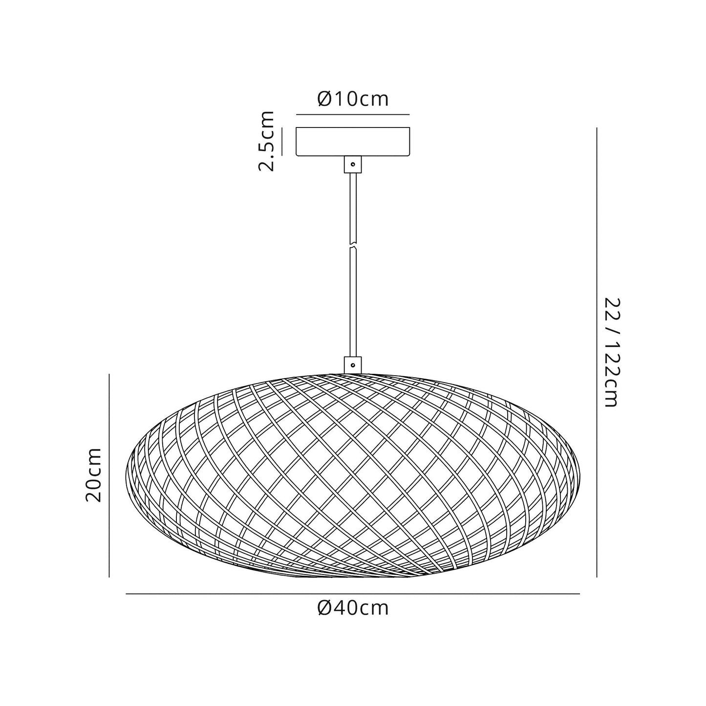Ashley Elliptical Sphere Pendant, 1 x E27, Polished Nickel 2