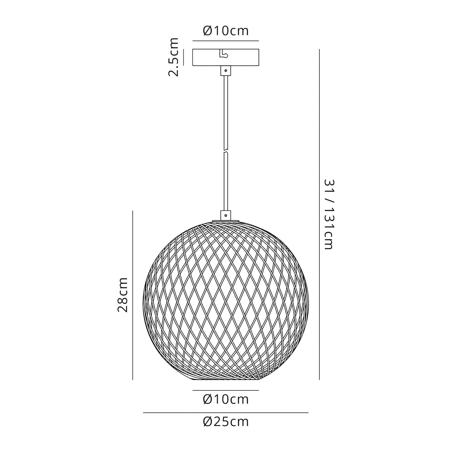 Ashley Sphere Pendant, 1 x E27, Polished Nickel 2