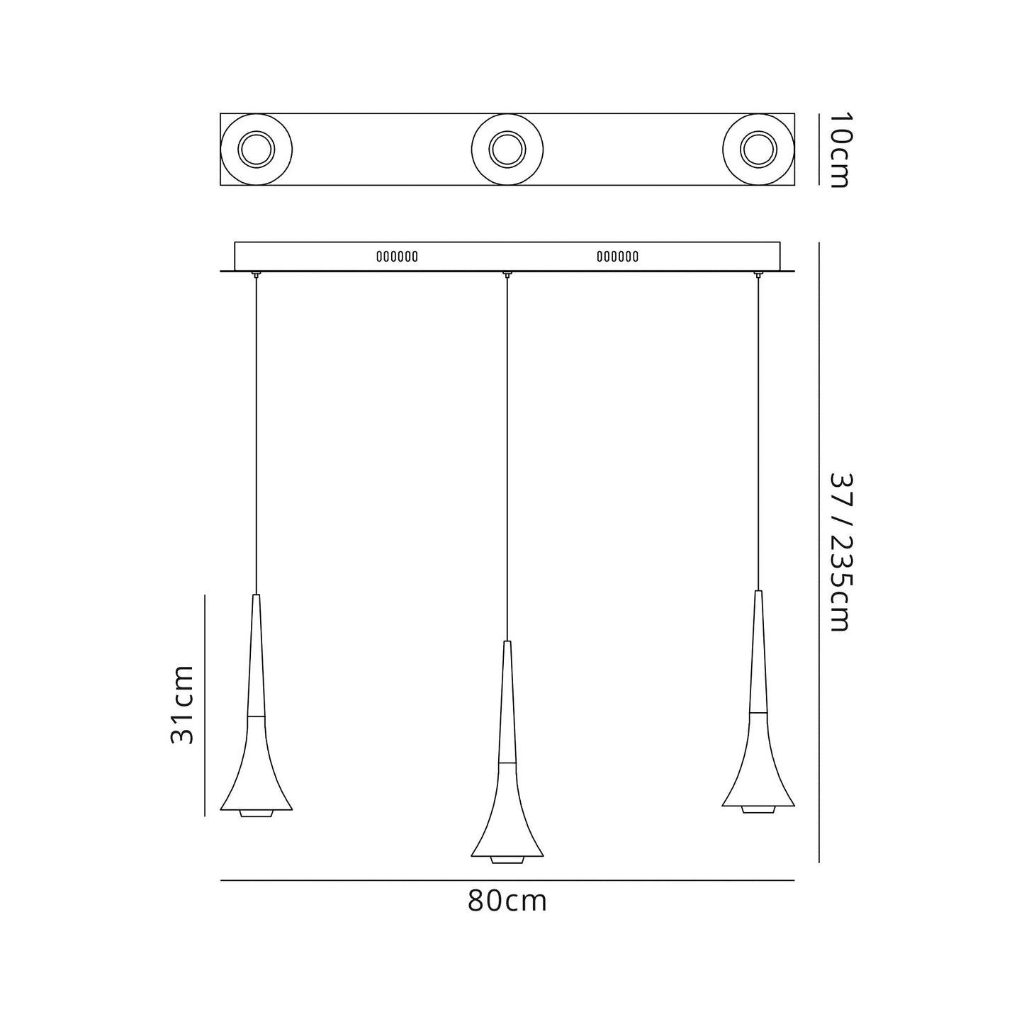 Dunham 3 Light Linear Pendant, 3 x 5W LED, 3000K, 431lm, Satin Brown, 3yrs Warranty 2