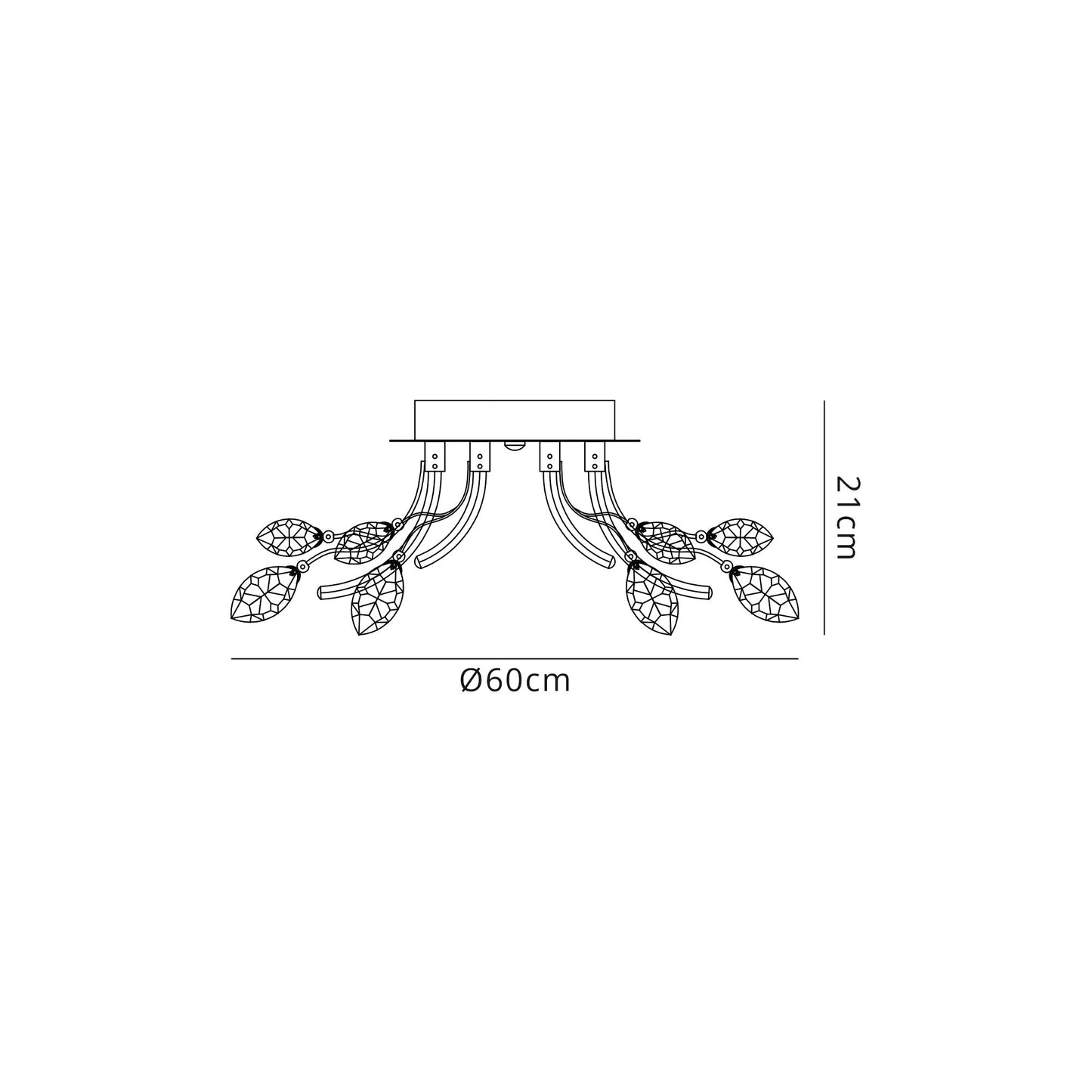 Tabley Small Celing, 6 x 2W LED, 3000K, 580lm, Polished Chrome, 3yrs Warranty