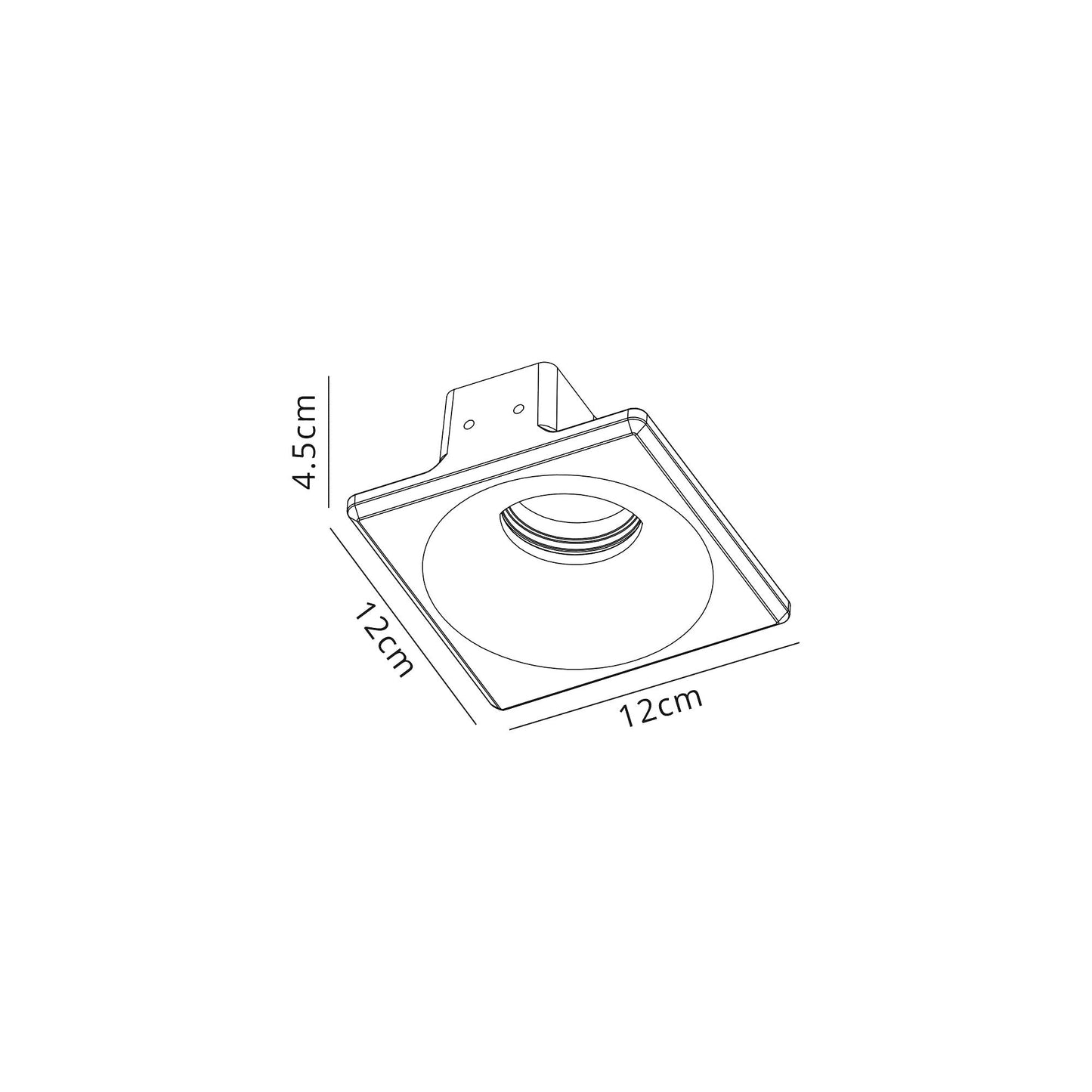 Russet Square Deep Recessed Spotlight, GU10, White Paintable Gypsum, Cut Out: L:123mmxW:123mm