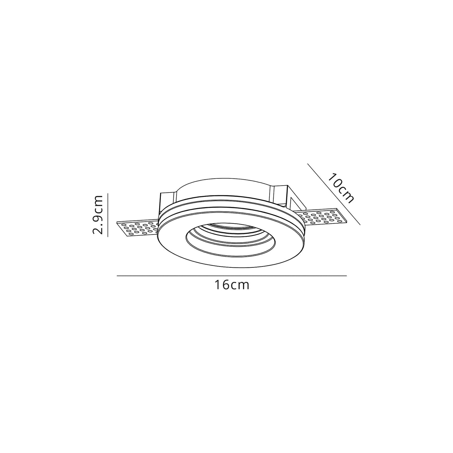 Russet Round Stepped Recessed Spotlight, GU10, White Paintable Gypsum, Cut Out: D:103mm