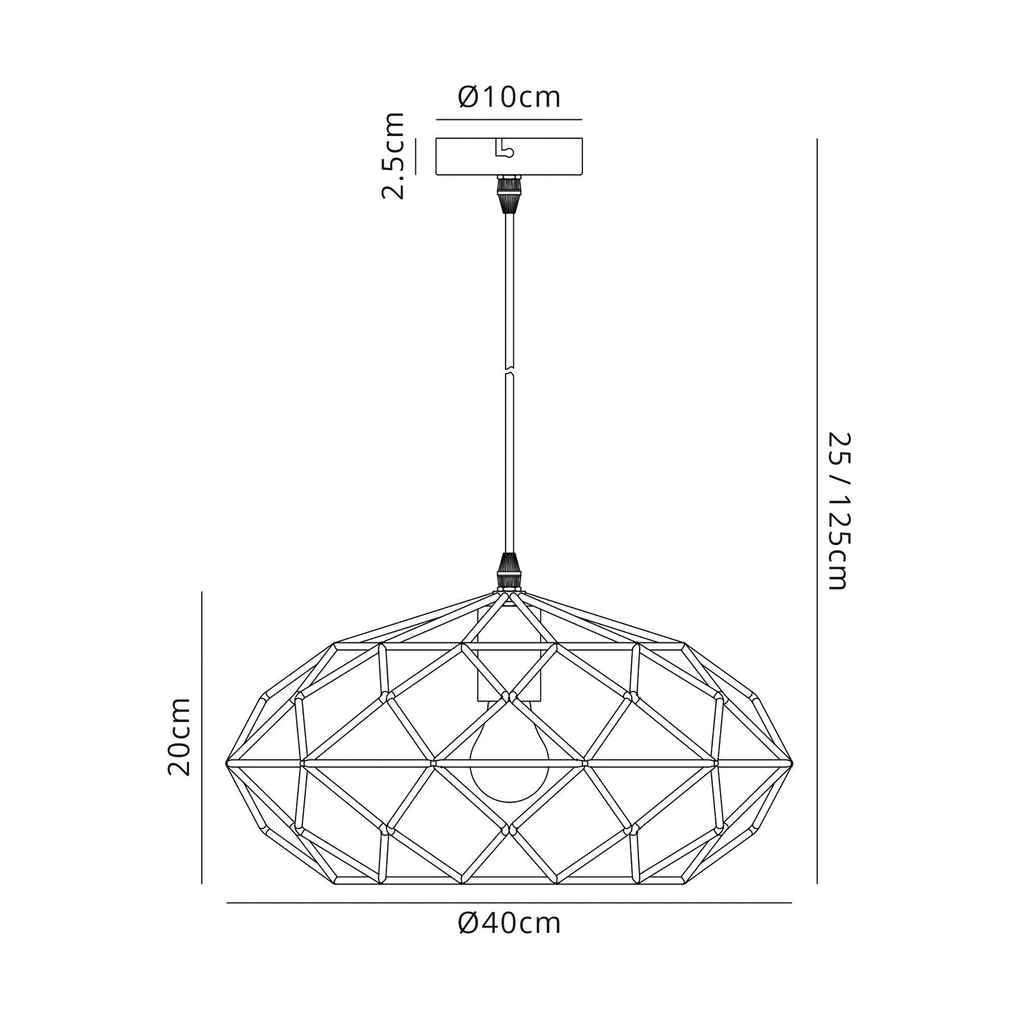 Peover Elliptical Sphere Pendant, 1 x E27, Polished Brass