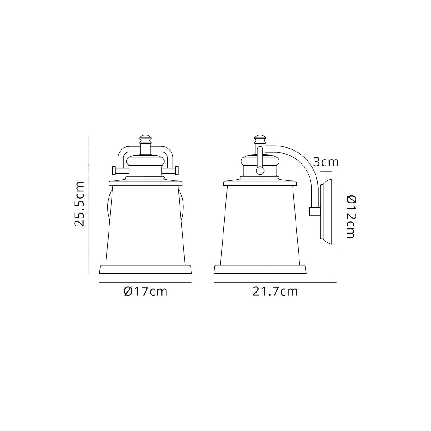 Macc Wall Lamp, 1 x E27, Black and Gold With Seeded Clear Glass, IP54, 2yrs Warranty