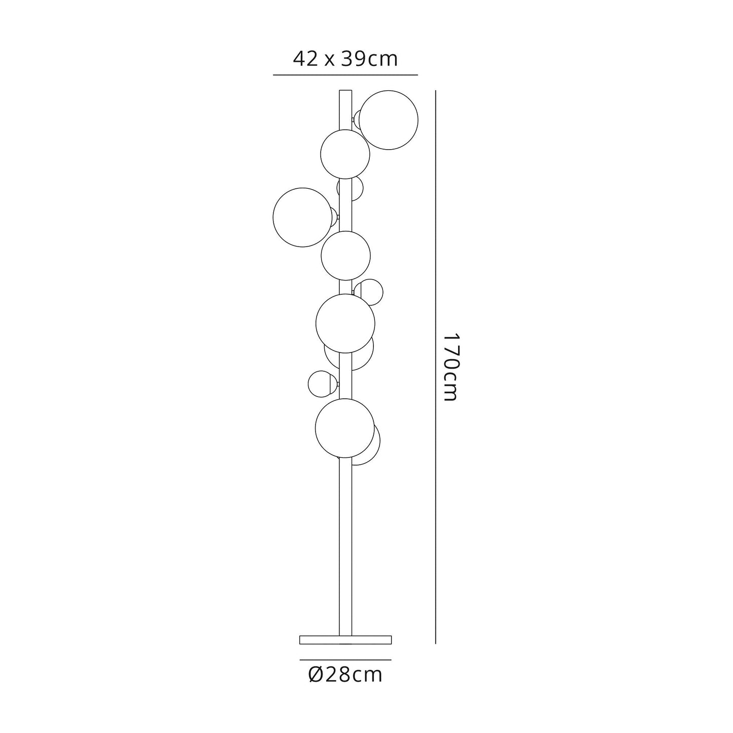 Stubbs Floor Lamp, 8 x G9, Polished Chrome and Smoked Glass