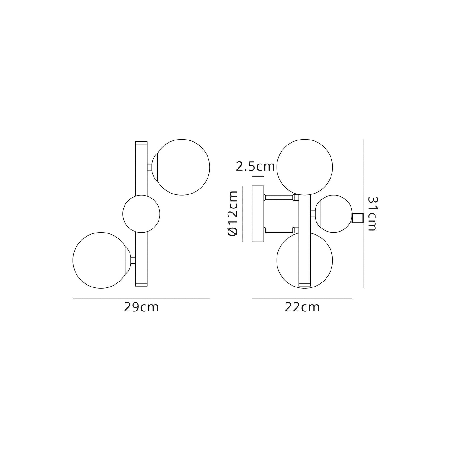 Stubbs Wall Lamp, 2 x G9, Polished Chrome and Smoked Glass