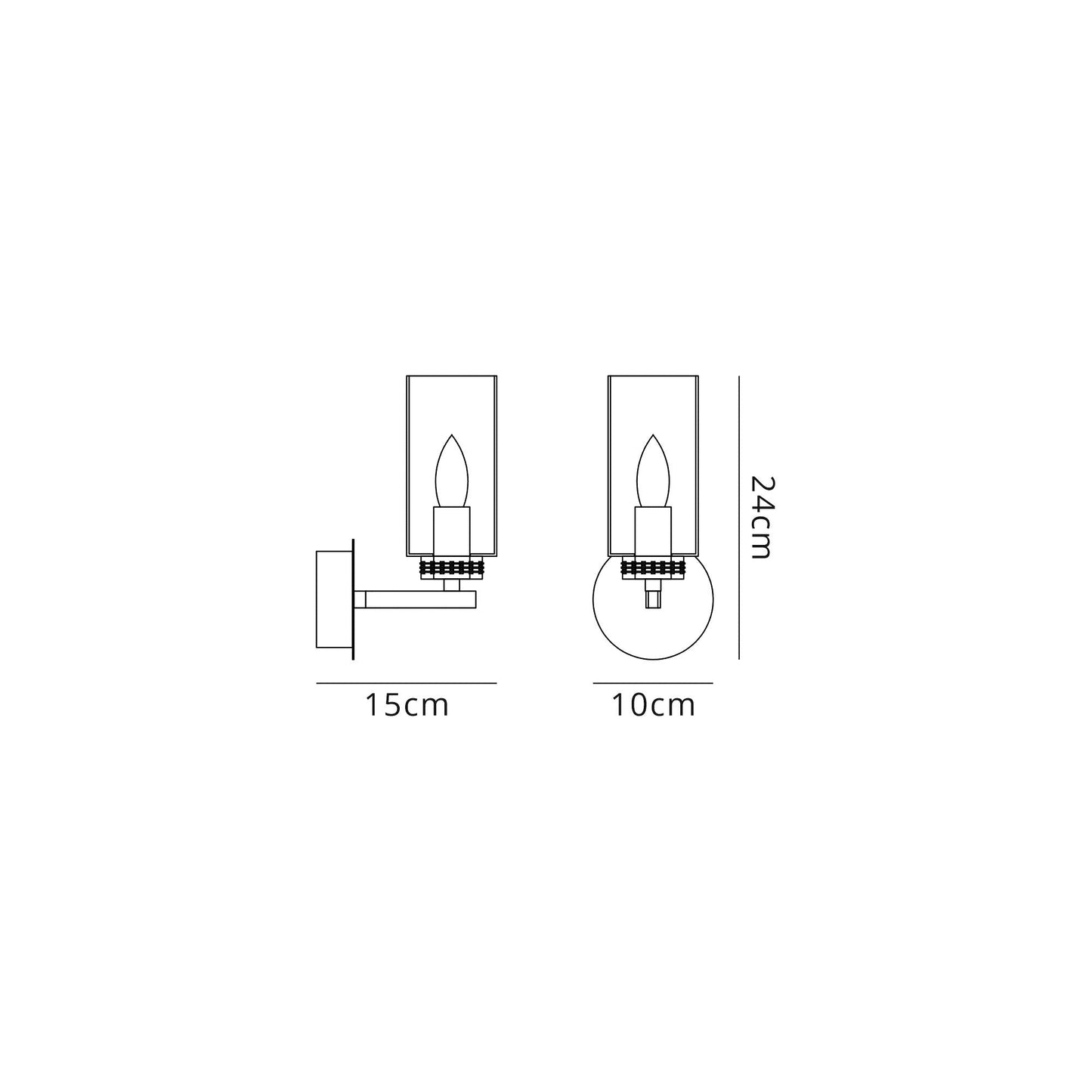 Disley Wall Lamp Switched, 1 x E14, Polished Nickel