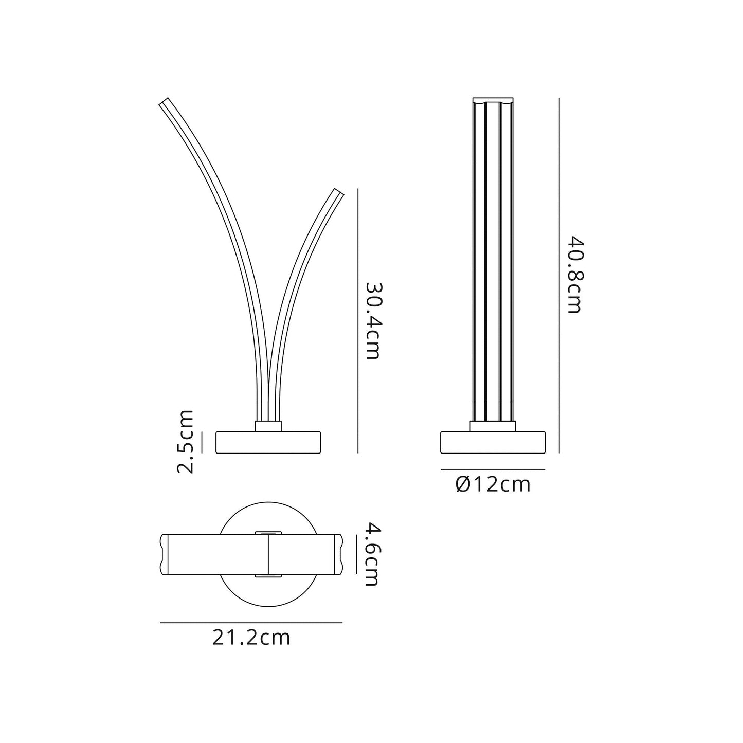 Gough 2 Light Table Lamp Switched, 5W and 7W LED, 4000K, 757lm, White, 3yrs Warranty