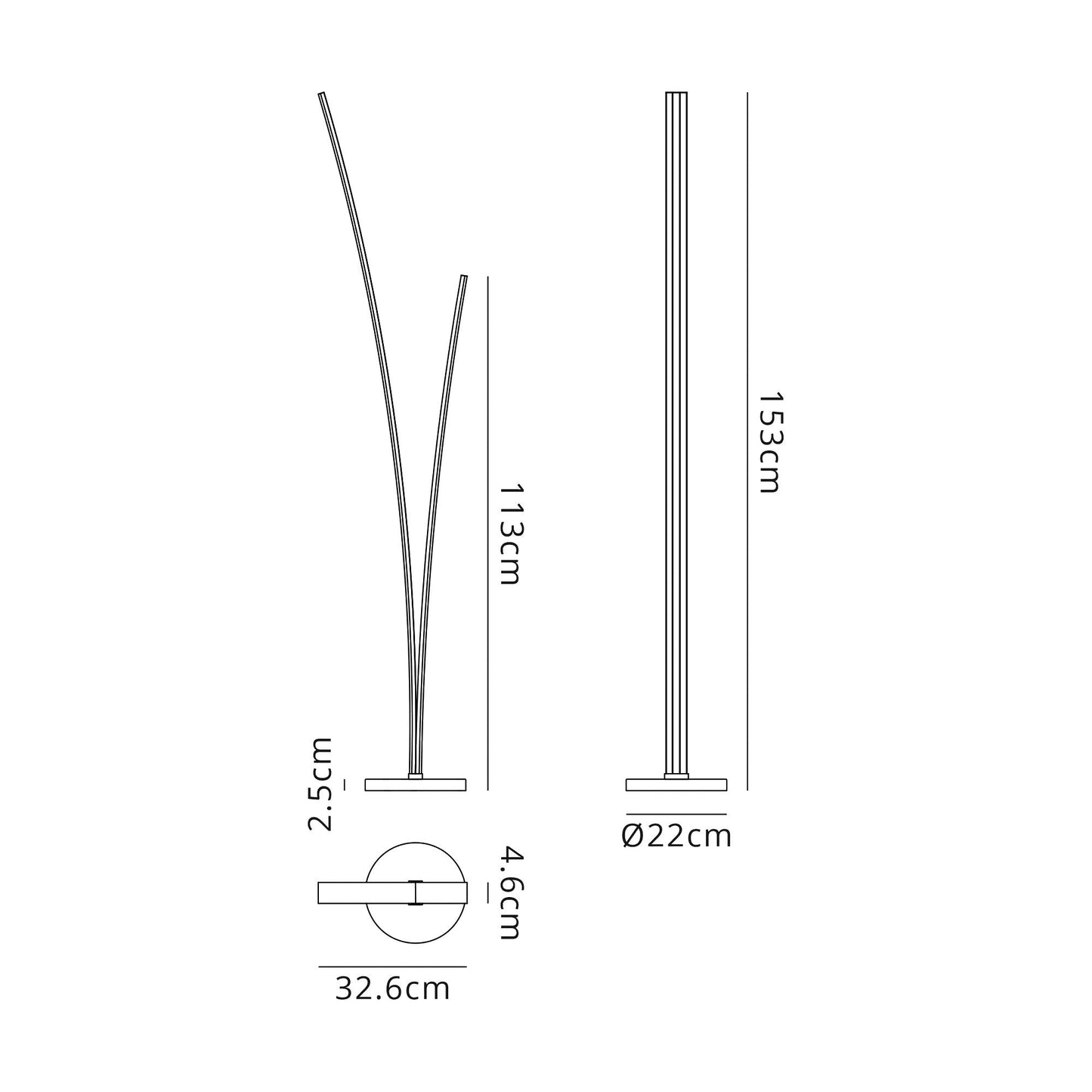 Gough 2 Light Floor Lamp Dimmable, 16W and 20W LED, 4000K, 2270lm, White, 3yrs Warranty
