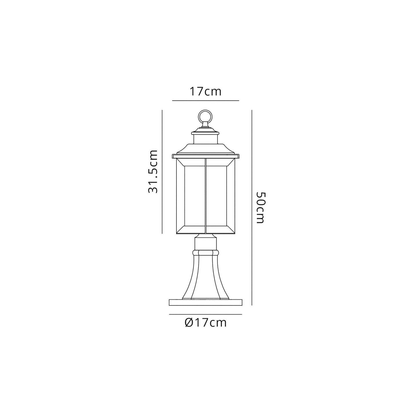 Nantwich Pedestal Lamp, 1 x E27, Antique Bronze and Clear Ripple Glass, IP54, 2yrs Warranty