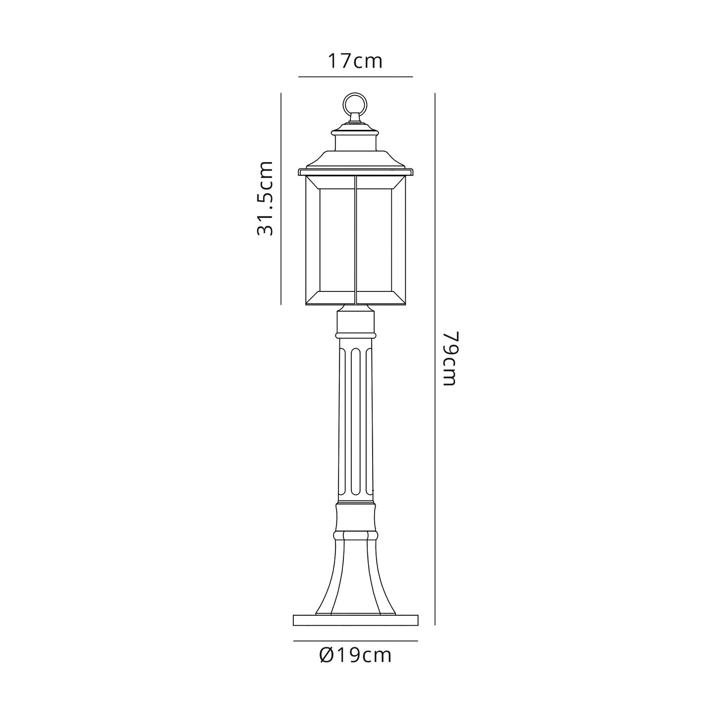 Nantwich Post Lamp, 1 x E27, Antique Bronze and Clear Ripple Glass, IP54, 2yrs Warranty