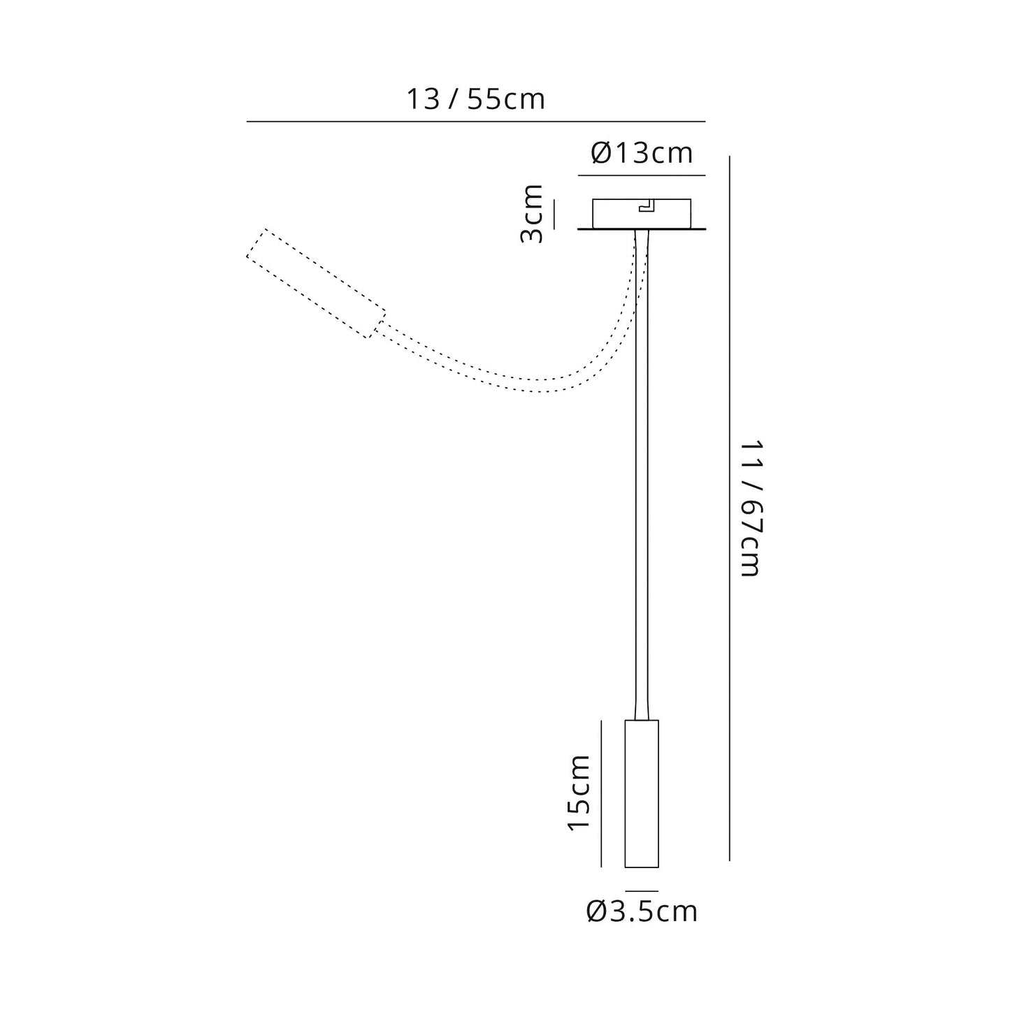 Clifton Ceiling, 1 Light Adjustable Arm, 1 x 5W LED, 3000K, 310lm, Black and Aluminium, 3yrs Warranty