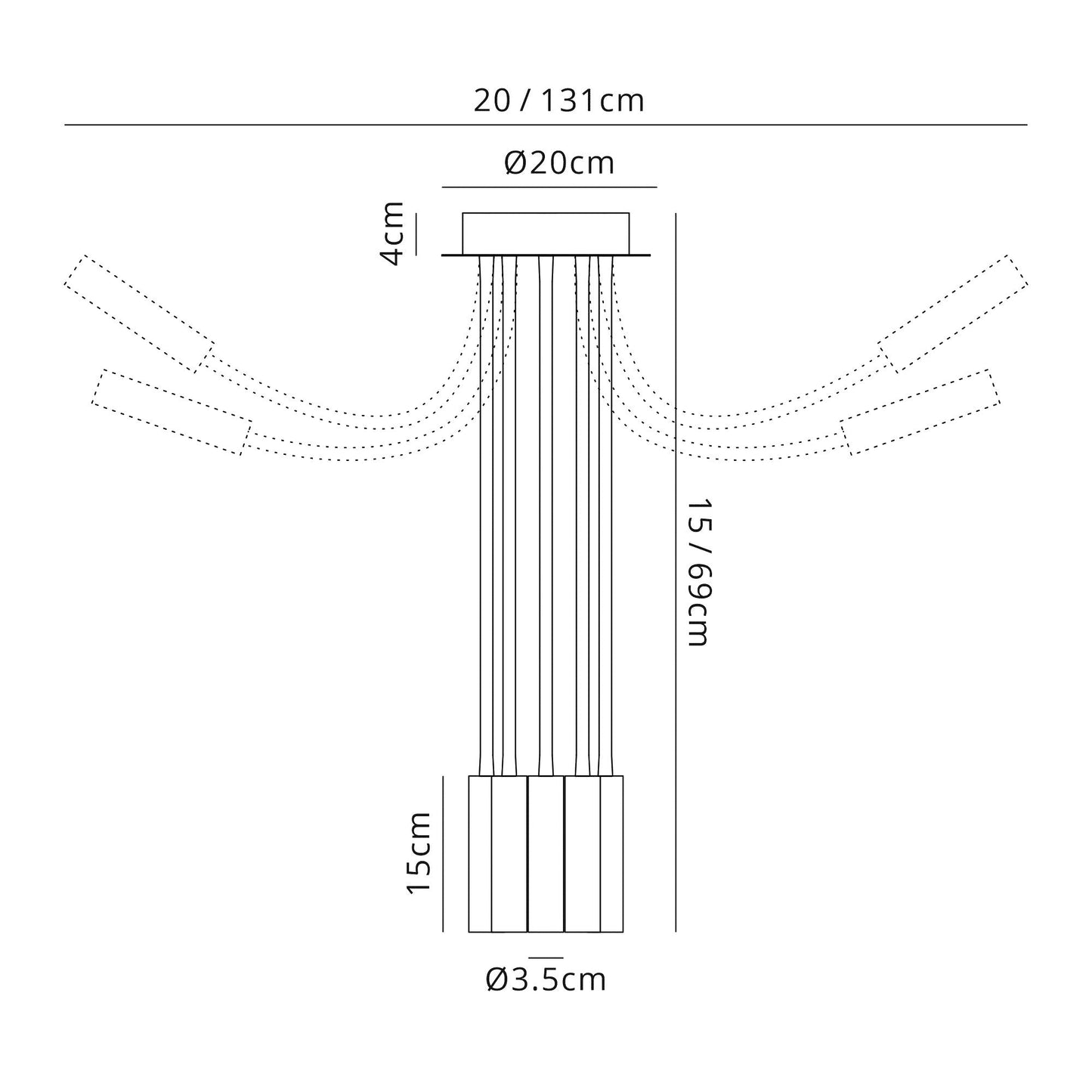 Clifton Ceiling, 5 Light Adjustable Arms, 5 x 5W LED Dimmable, 3000K, 1550lm, Black and Aluminium, 3yrs Warranty
