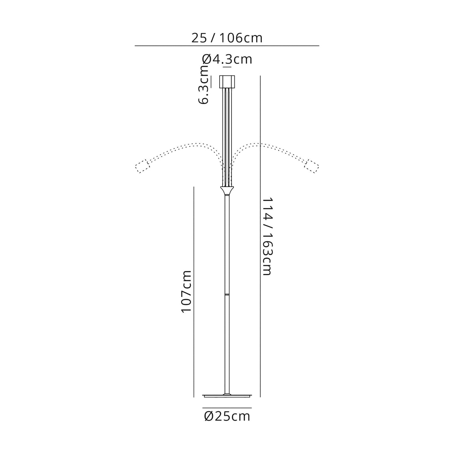 Moss Flexible Floor Lamp, 3 Light E27, Satin Black and Brushed Copper