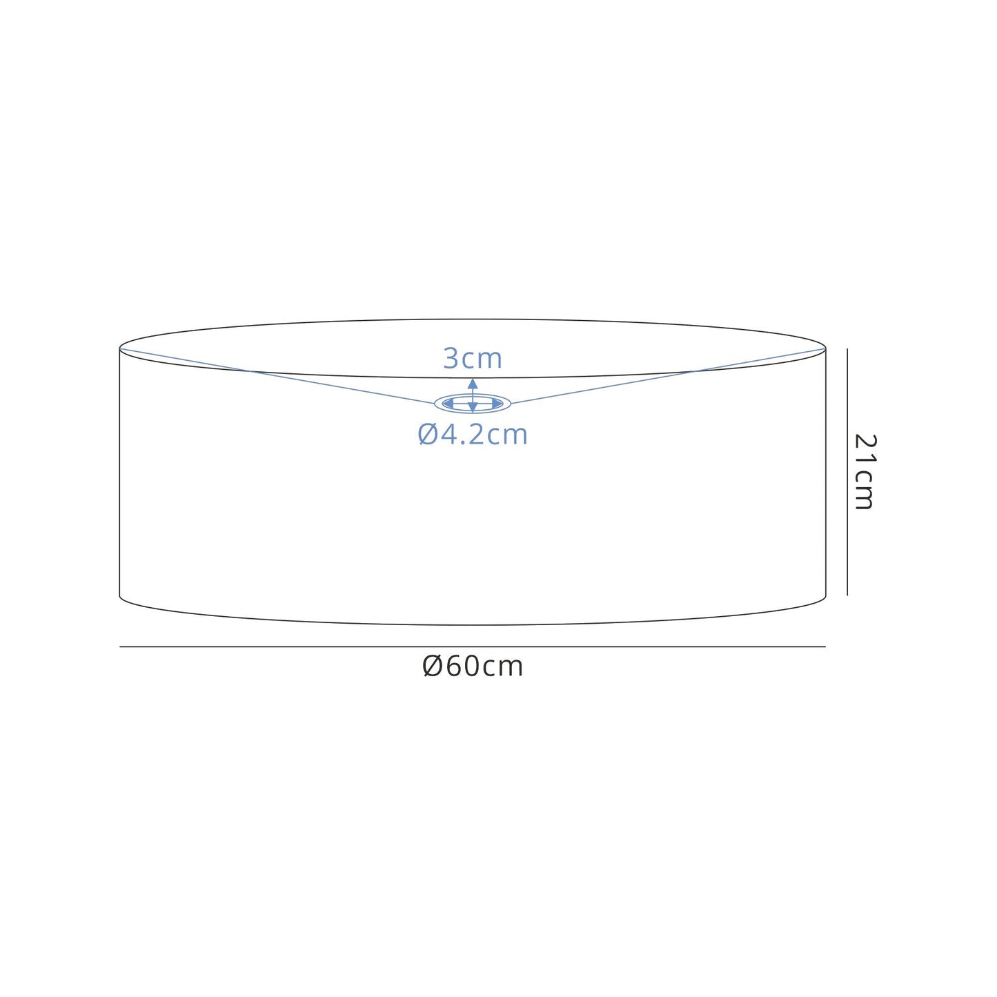 Hobcroft Round, 600 x 210mm Wood Effect Shade, Light Oak and White Laminate