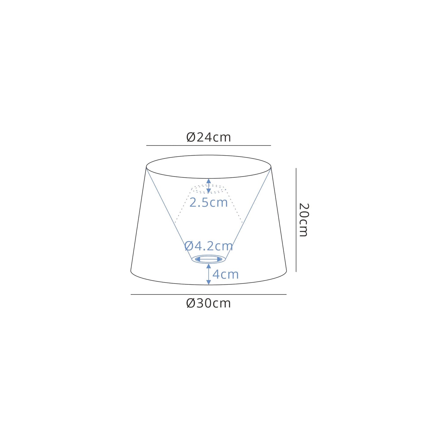 Hobcroft Round, 240 and 300 x 200mm Fabric Shade, Charcoal Grey and White Laminate