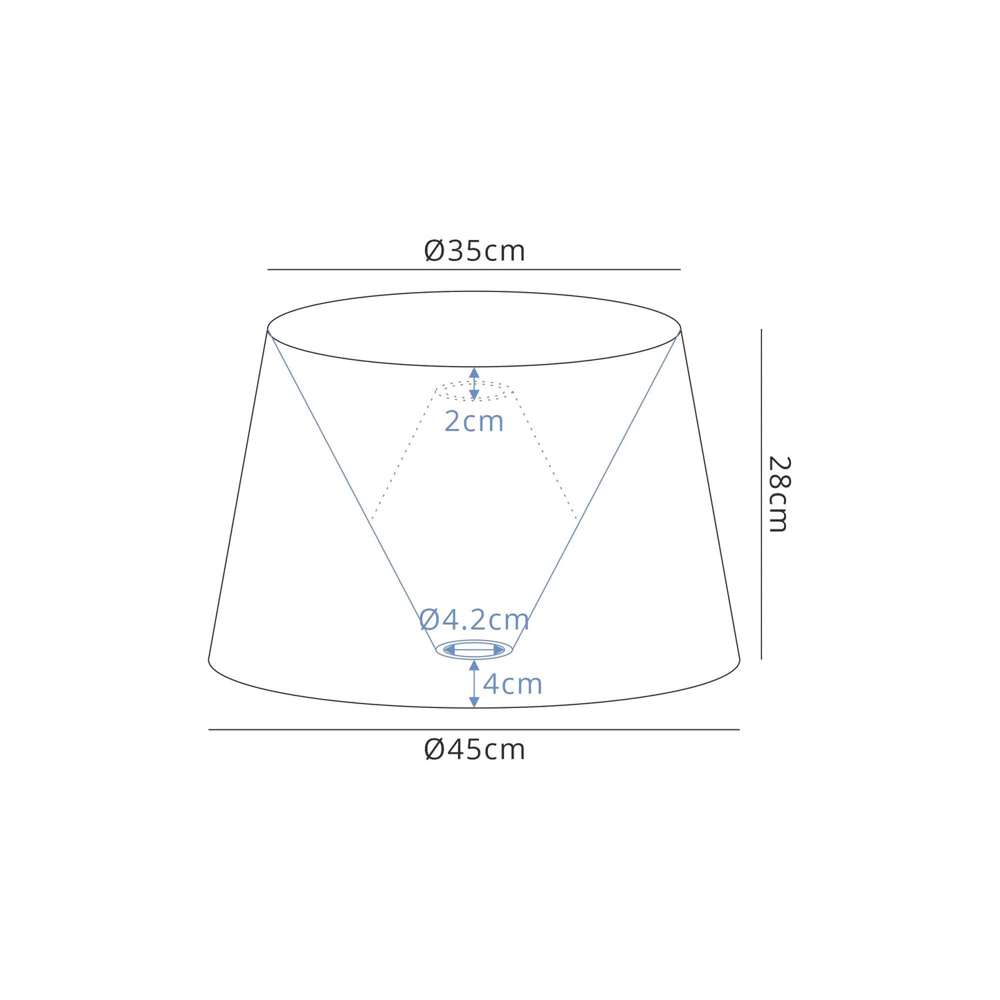 Hobcroft Round, 350 and 450 x 280mm Fabric Shade, Charcoal Grey and White Laminate