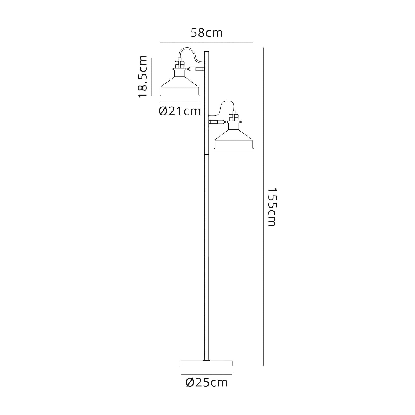 Toft Floor Lamp, 2 x E27, Sand Back and Copper and White