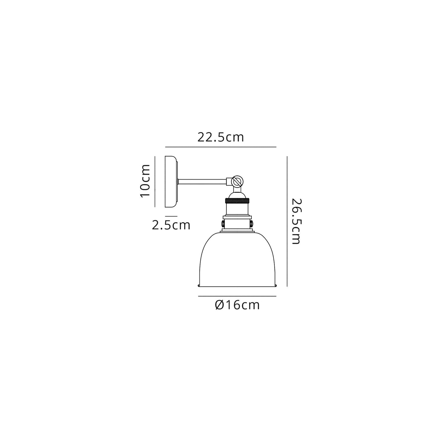 Weaverham Adjustable Wall Lamp, 1 x E27, Antique Silver and Copper and White