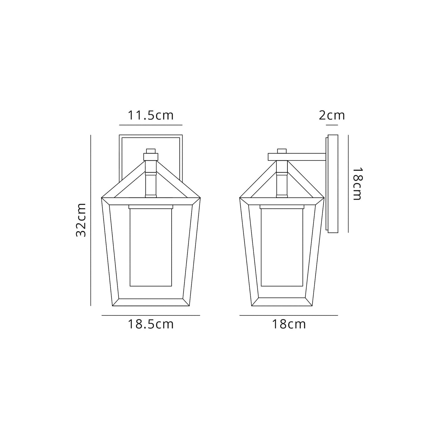 Bach Down Wall Lamp, 1 x E27, IP54, Anthracite and Clear Rain Drop Effect Glass, 2yrs Warranty