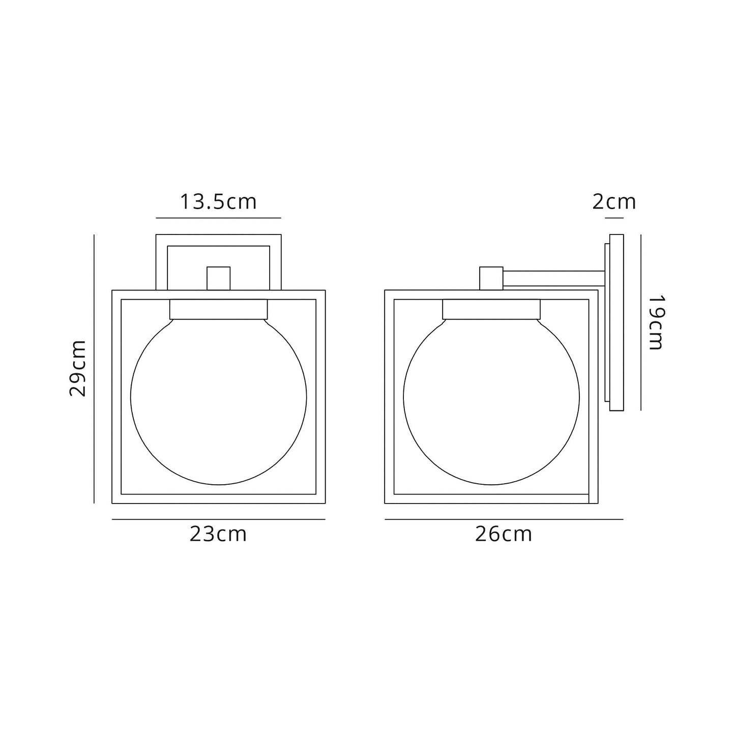 Huxley Down Wall Lamp, 1 x E27, IP54, Anthracite and Clear Seeded Glass, 2yrs Warranty