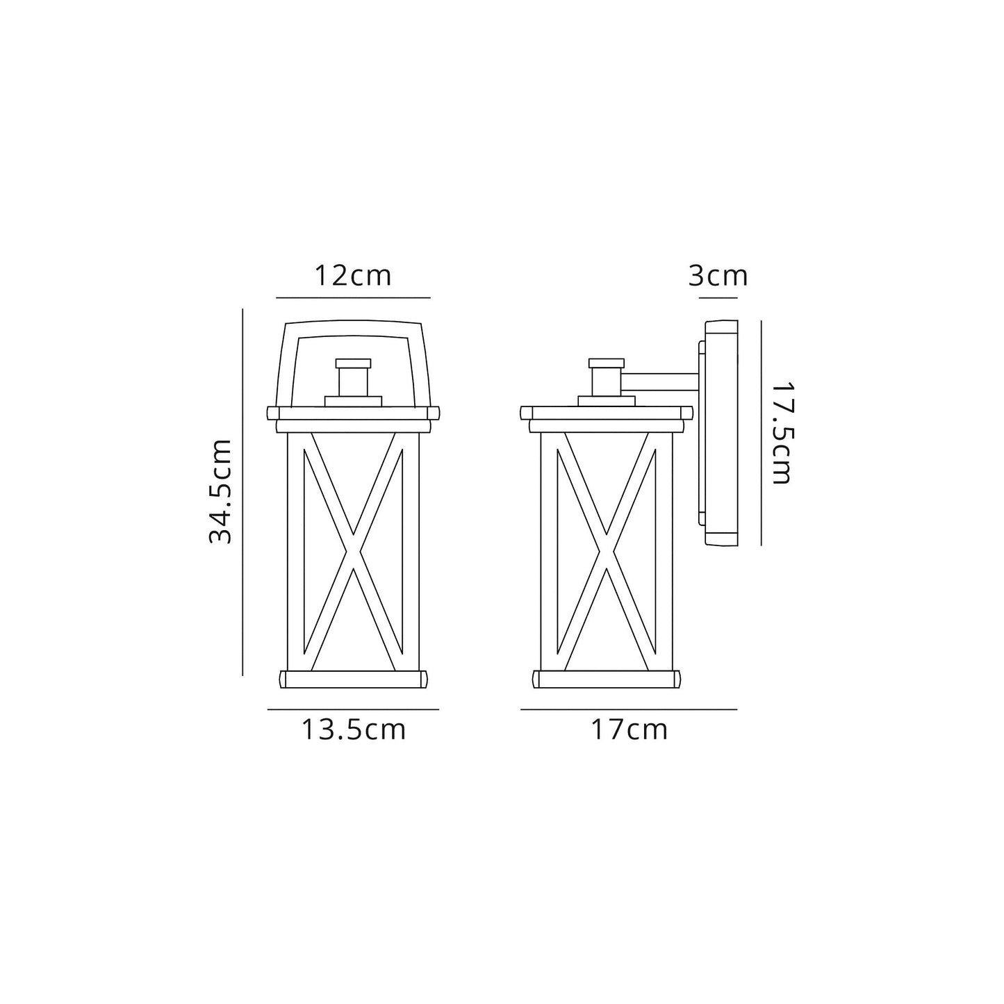 Legh Down Criss Cross Wall Lamp, 1 x E27, IP54, Anthracite and Clear Glass, 2yrs Warranty