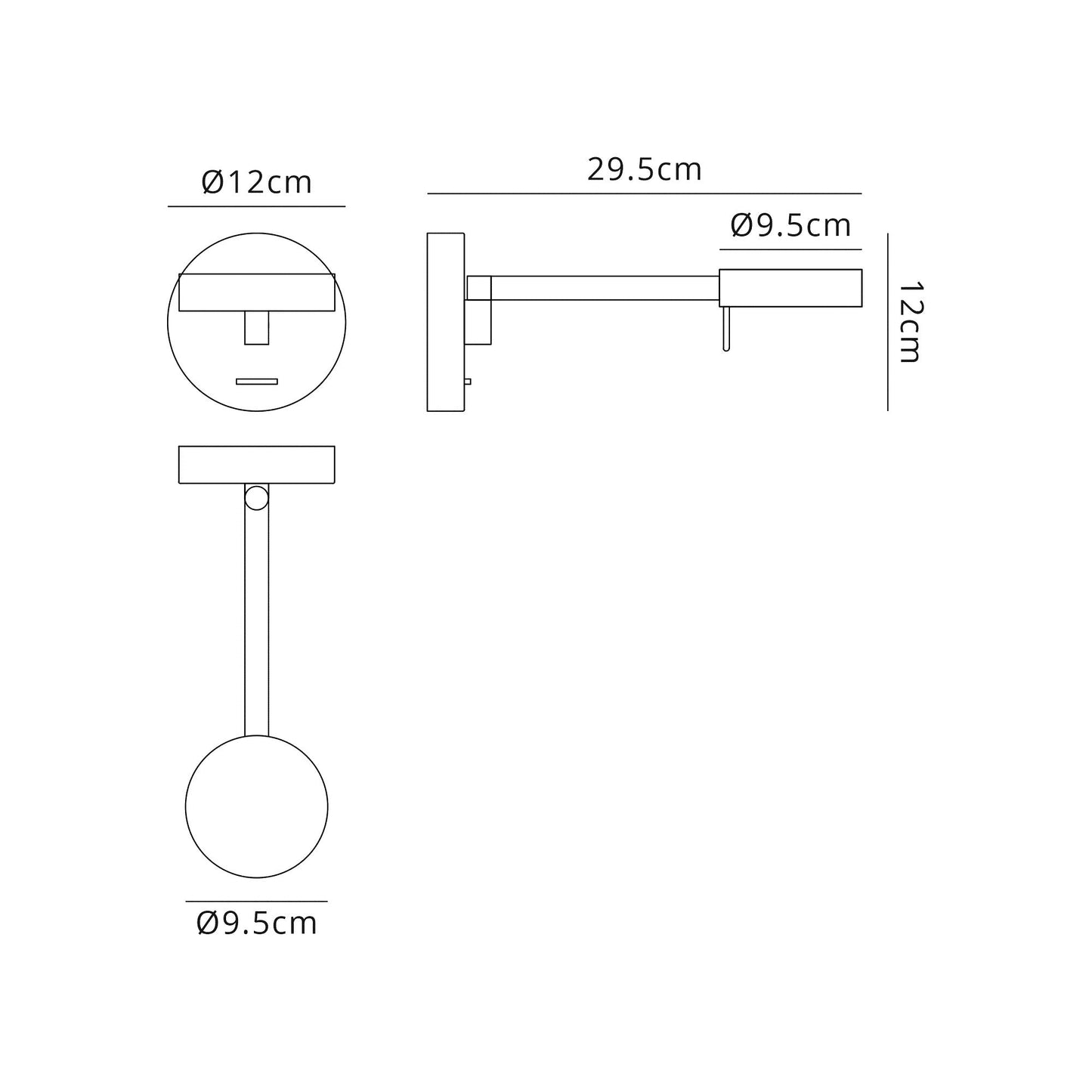 Somerford Switched Adjustable Wall Lamp and Reader, 1 x 8W LED, 3000K, Sand White, 3yrs Warranty