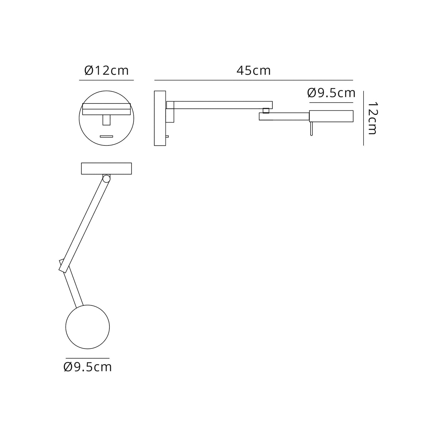 Somerford Switched Adjustable Swing Arm Wall Lamp and Reader, 1 x 8W LED, 3000K, Sand White, 3yrs Warranty