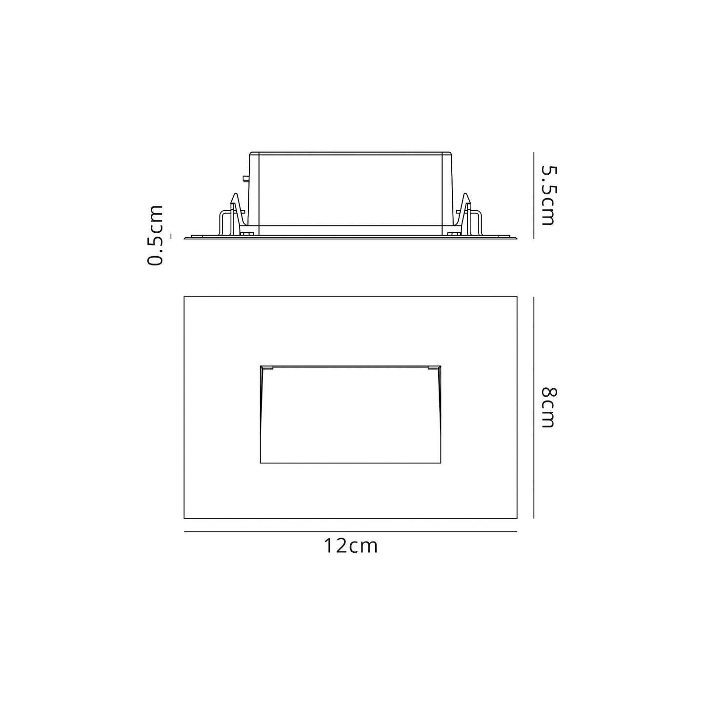 Bower Recessed Rectangle Glass Fronted Wall Lamp, 1 x 3.3W LED, 3000K, 145lm, IP65, White, 3yrs Warranty