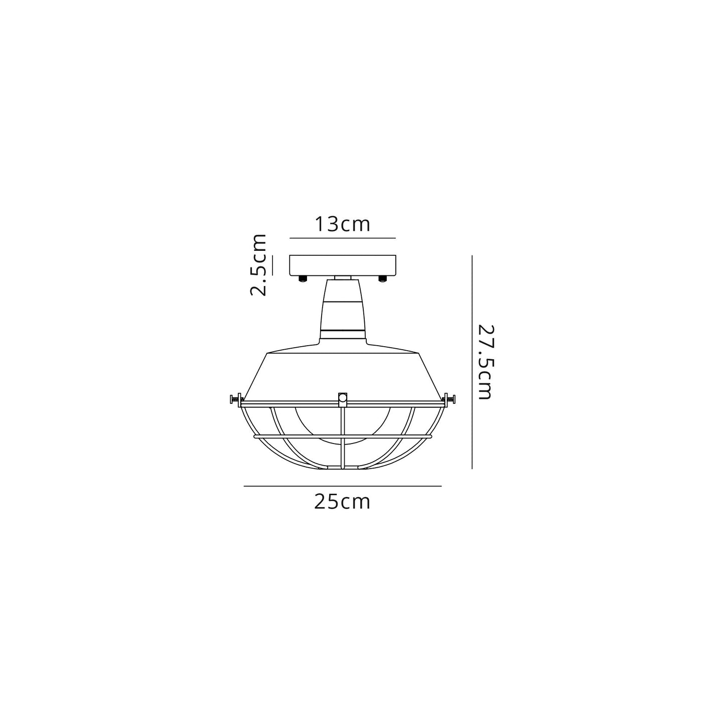 Sutton Semi-Flush Ceiling, 1 Light E27, IP65, Matt Black and Antique Brass, 2yrs Warranty