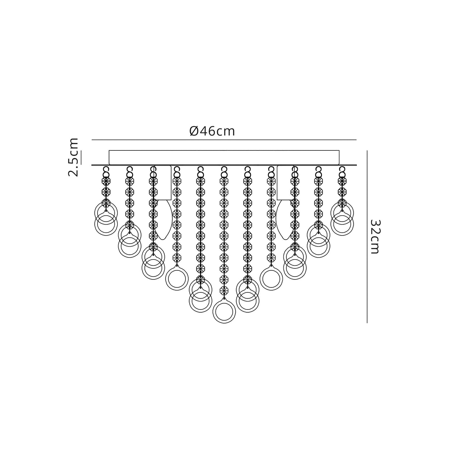 Apsley Ceiling, 6 Light E14, Polished Chrome and Crystal