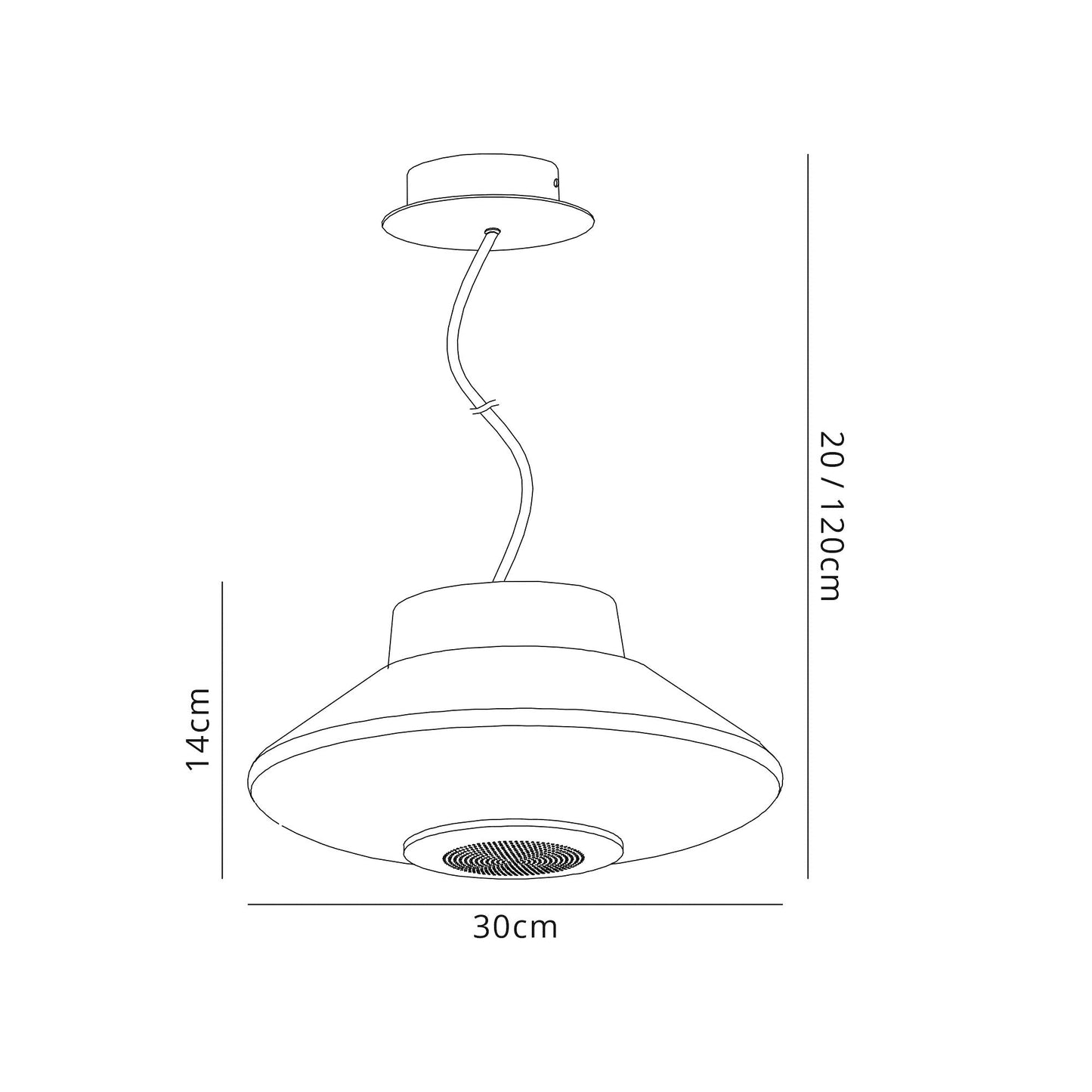 Ostler Flat Pendant, 1 x 22W LED, IP44 RGB and Tuneable White Remote Control and App Control With Built In Speaker, Bluetooth, White, 3yrs Warranty