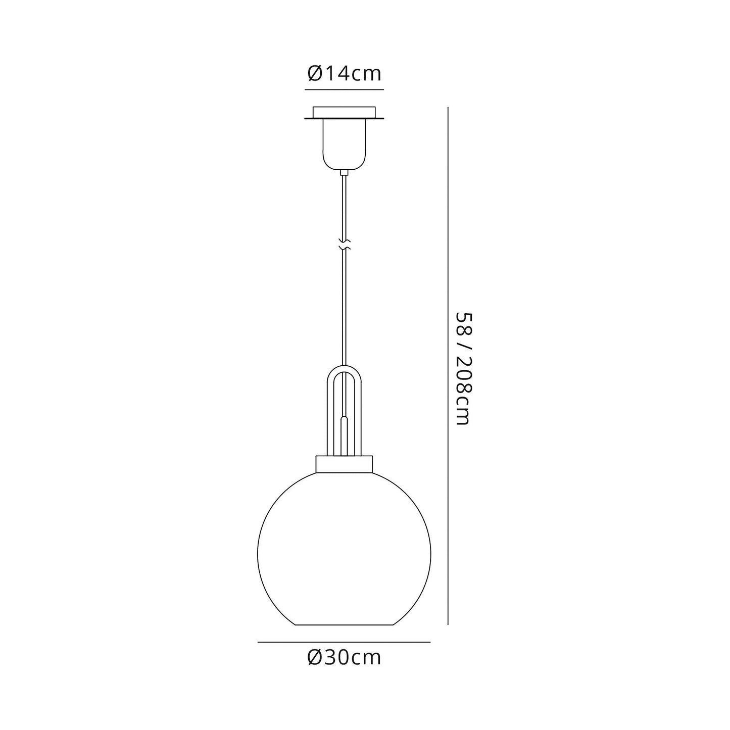 Kingsley 1 Light Pendant E27 With 30cm Globe Glass, Brass Gold and Matt Black and Clear