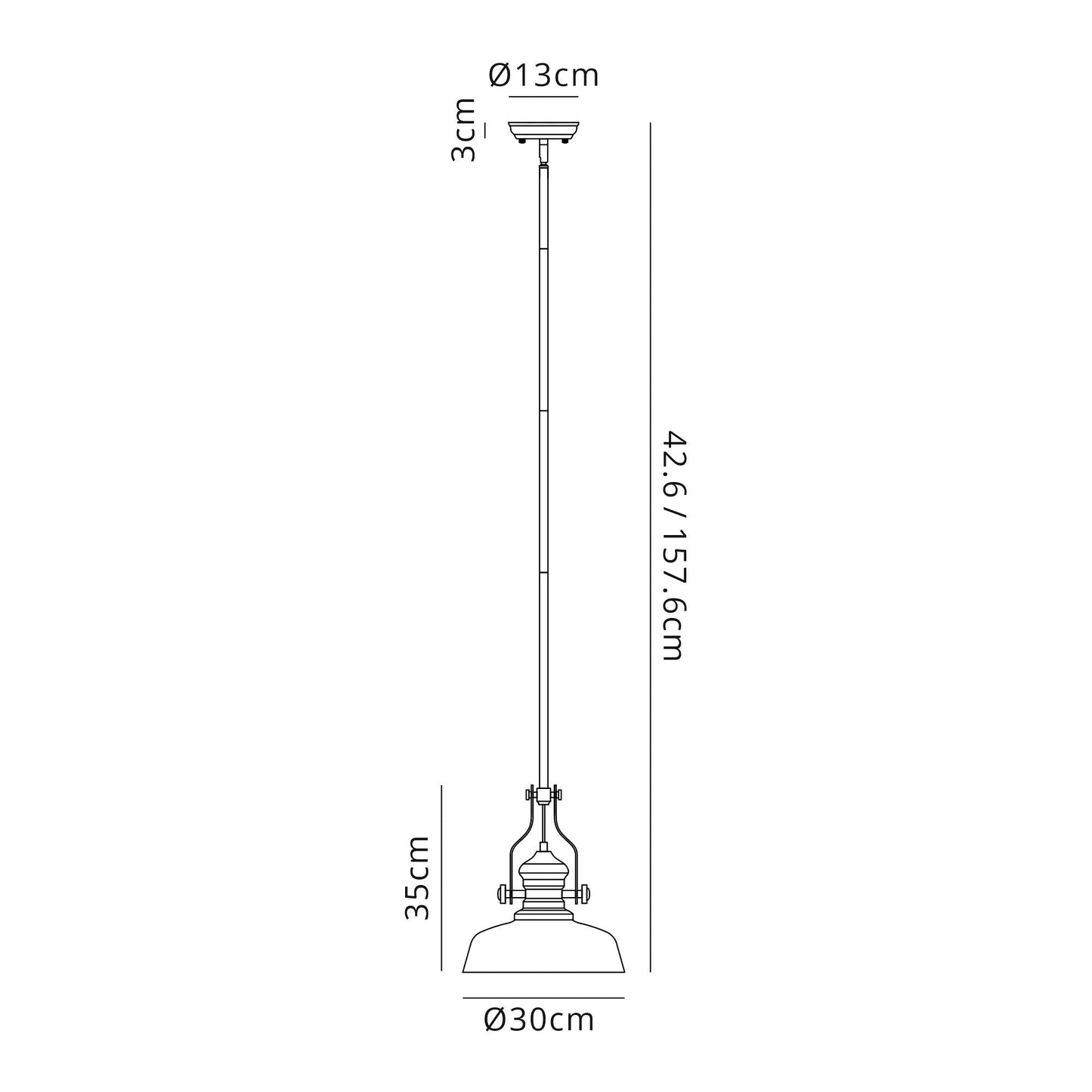 Stanley 1 Light Pendant E27 With 30cm Flat Round Glass Shade, Polished Nickel and Clear