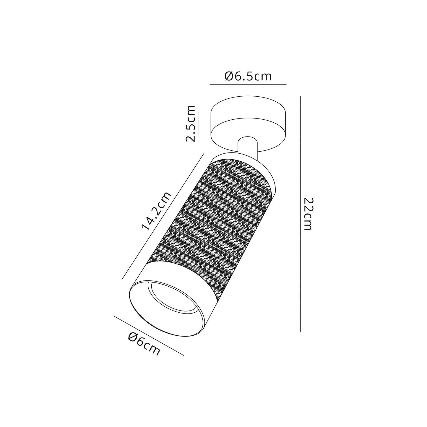 Heyes 1 Light Surface Mounted Spotlight GU10, Sand Black and Acrylic Ring