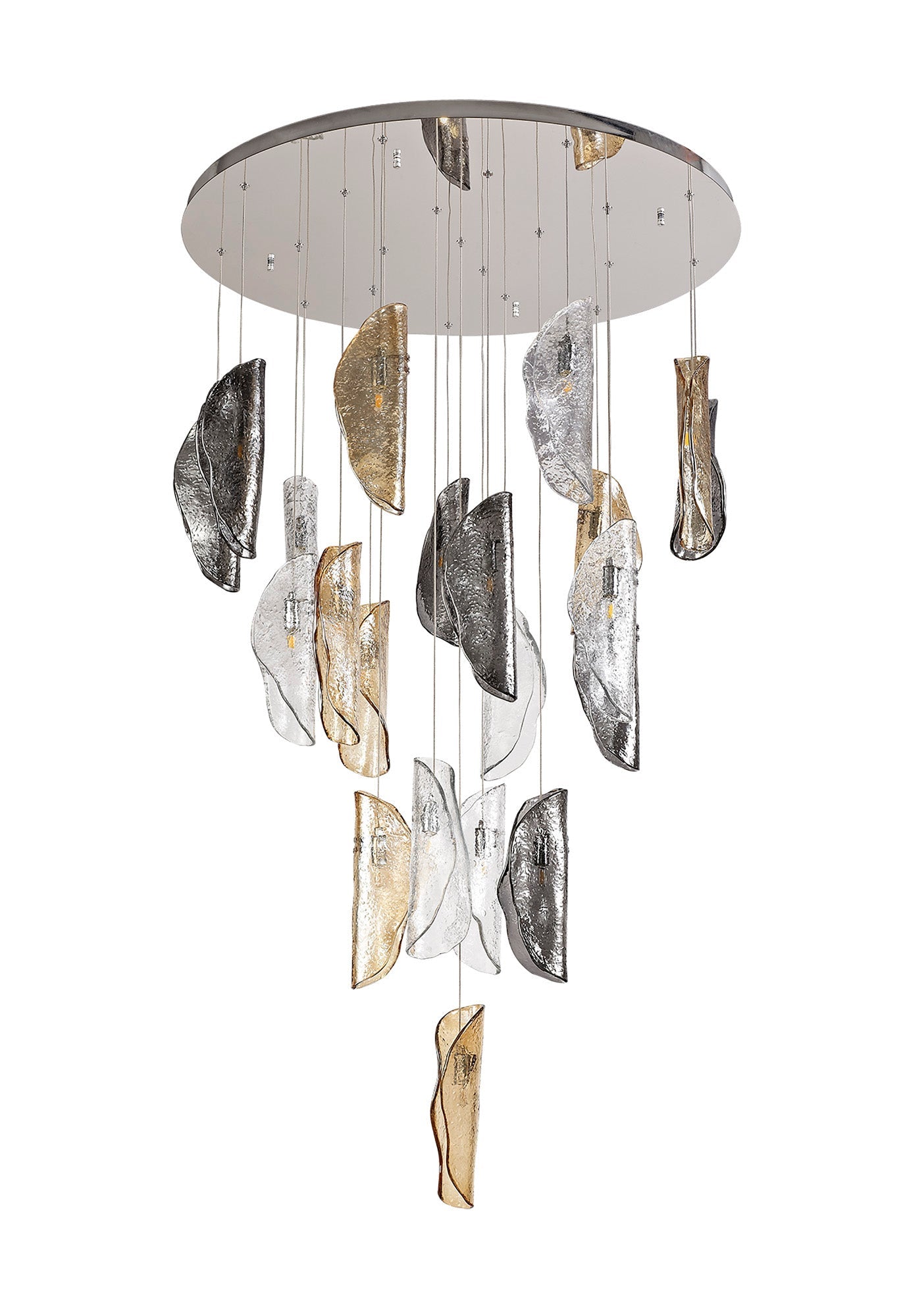 Alderley Pendant Polished Chrome and Clear & Amber & Smoked Glass
