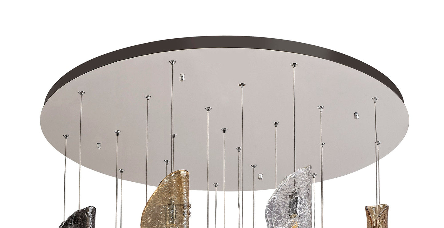 Alderley Pendant Polished Chrome and Clear & Amber & Smoked Glass