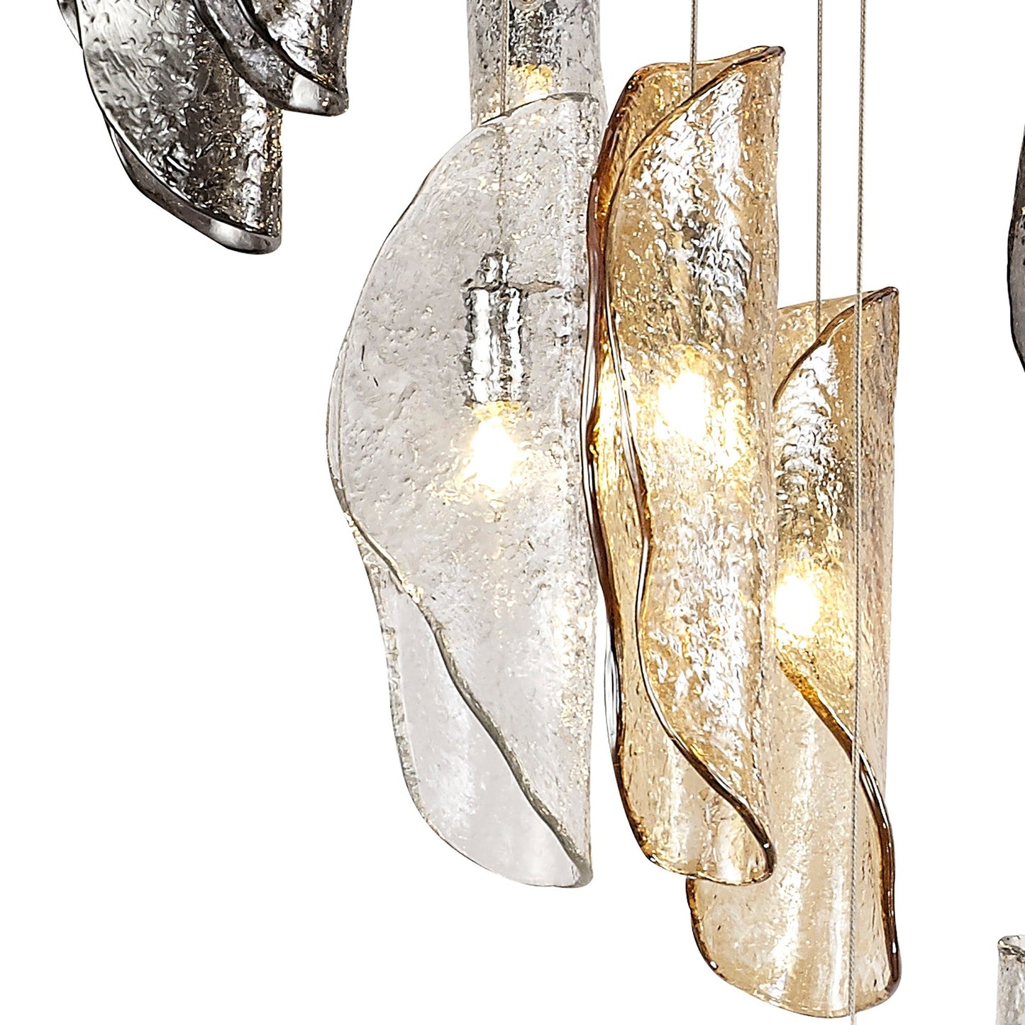 Alderley Pendant Polished Chrome and Clear & Amber & Smoked Glass