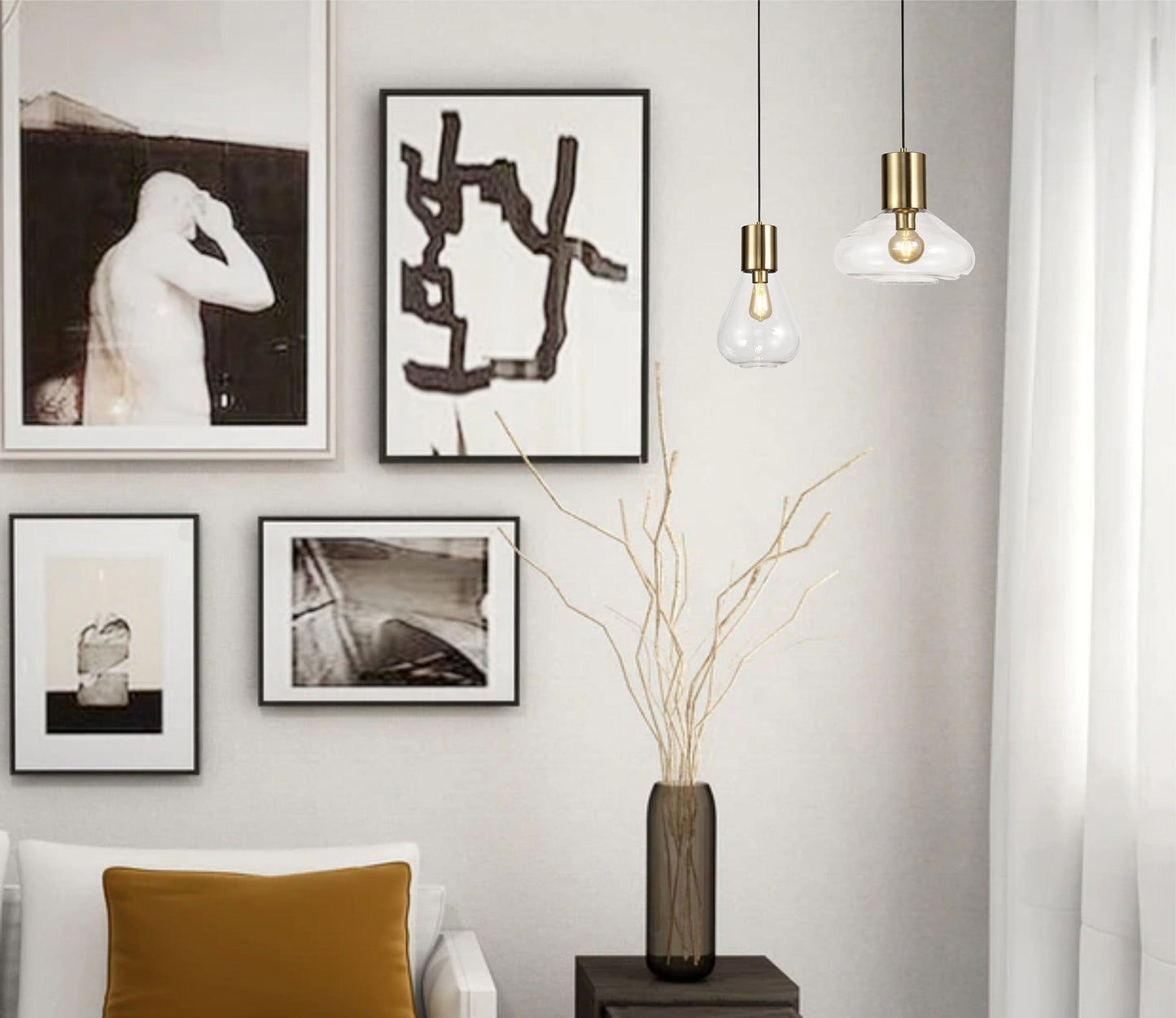 Annis Narrow Table Lamp, 1 x E27, Ancient Brass and Clear Glass
