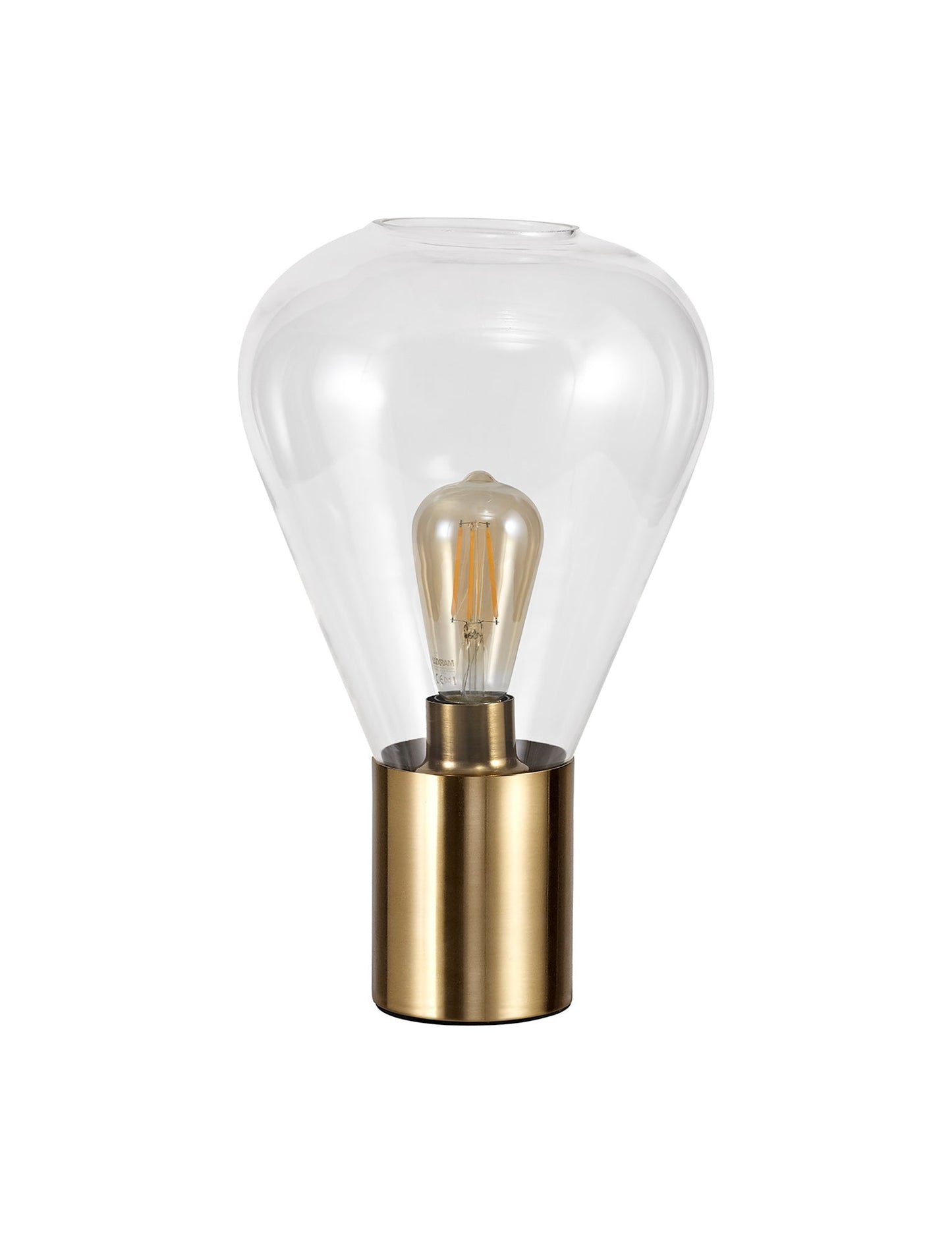 Annis Narrow Table Lamp, 1 x E27, Ancient Brass and Clear Glass