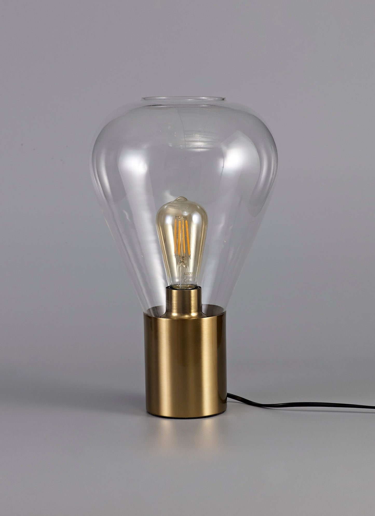 Annis Narrow Table Lamp, 1 x E27, Ancient Brass and Clear Glass