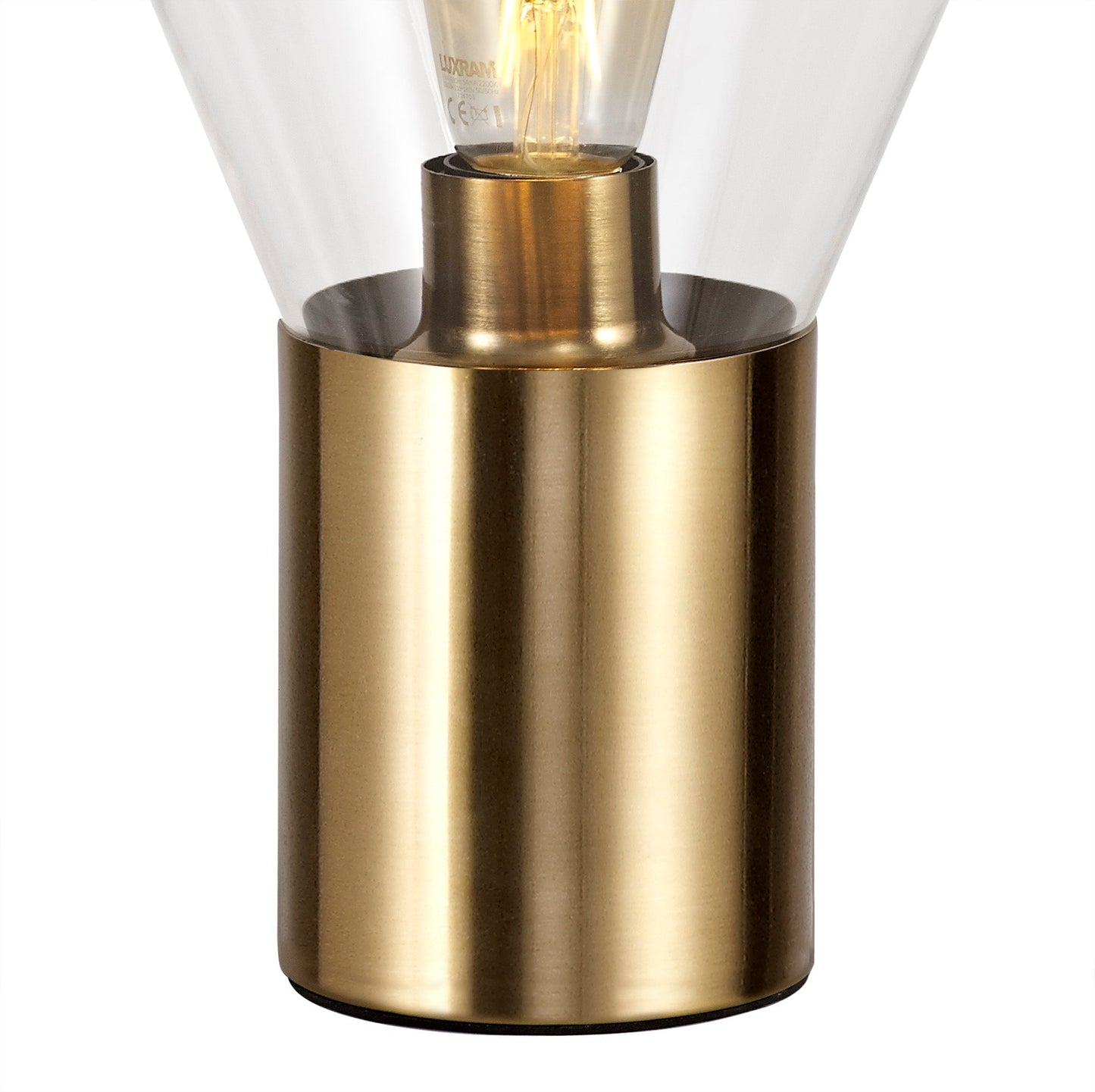 Annis Narrow Table Lamp, 1 x E27, Ancient Brass and Clear Glass
