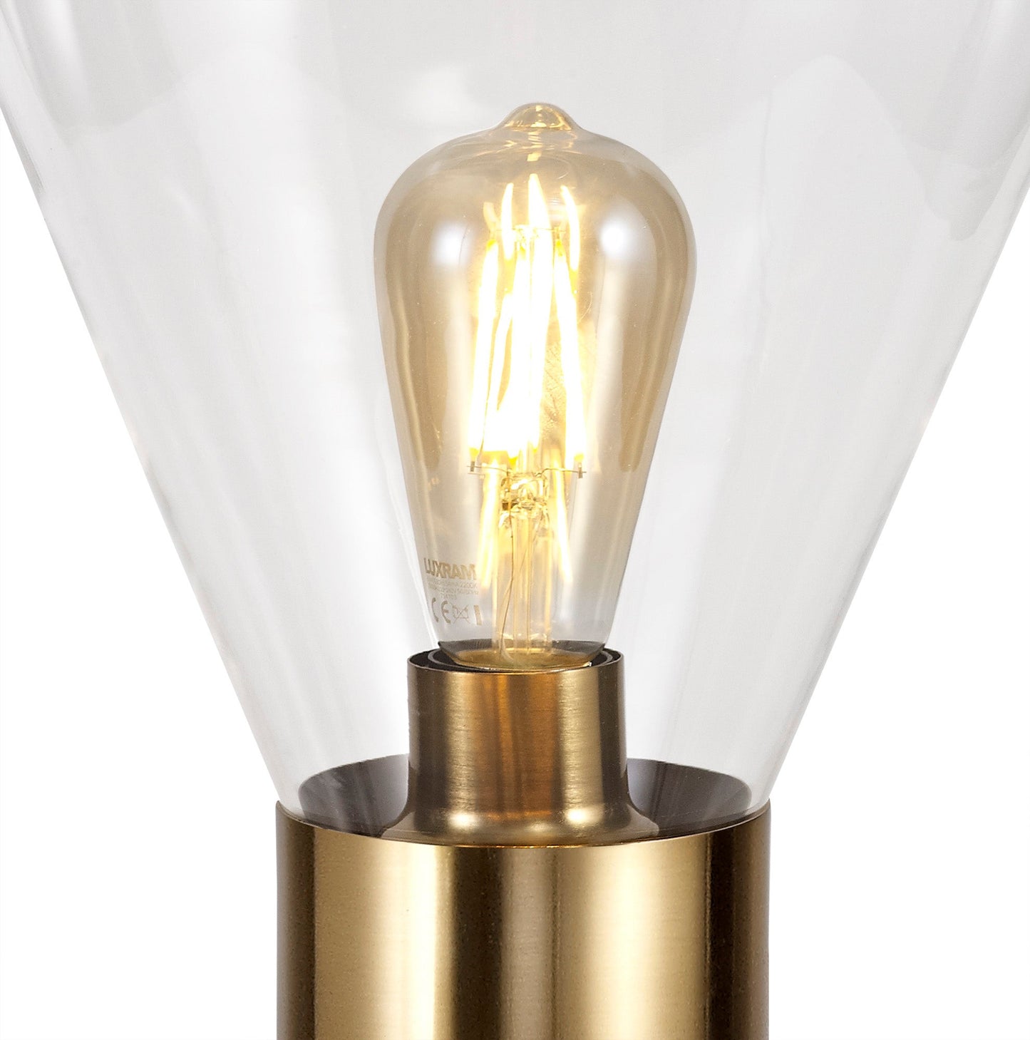 Annis Narrow Table Lamp, 1 x E27, Ancient Brass and Clear Glass