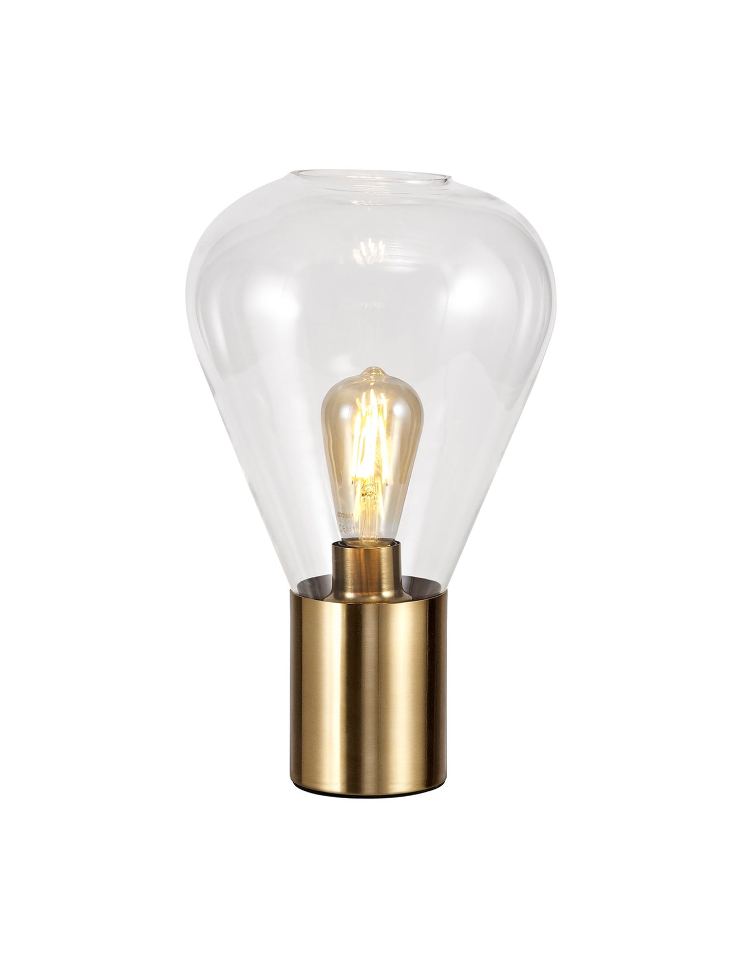 Annis Narrow Table Lamp, 1 x E27, Ancient Brass and Clear Glass