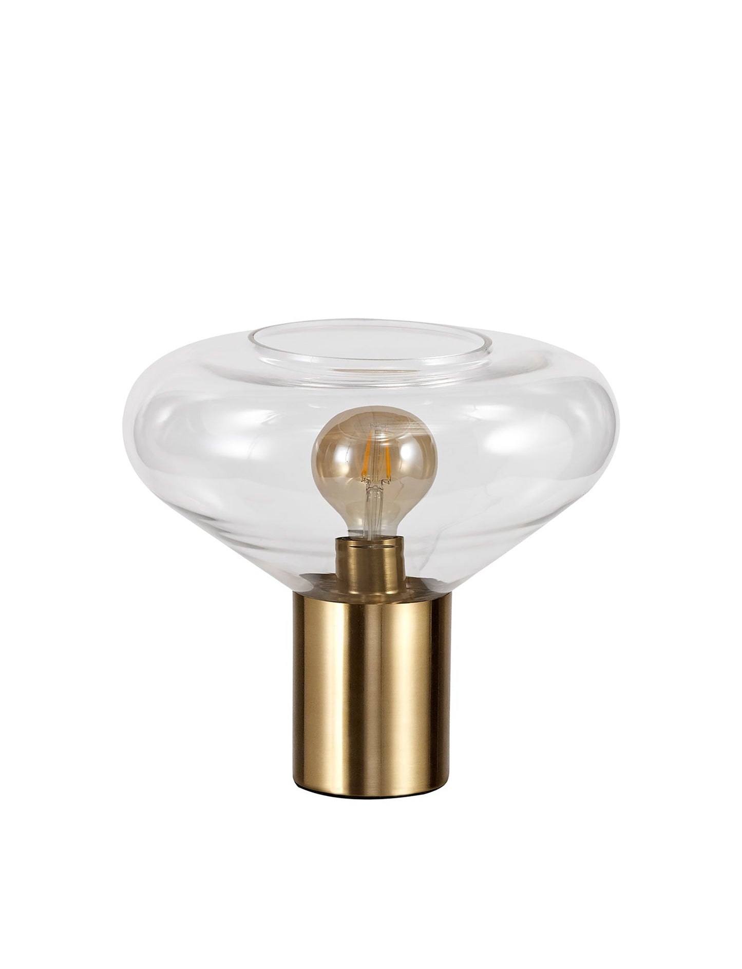 Annis Wide Table Lamp, 1 x E27, Ancient Brass and Clear Glass
